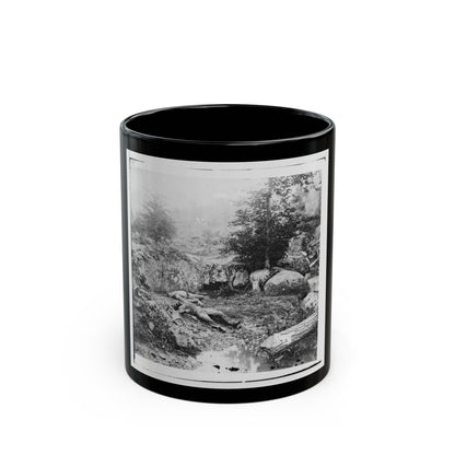 Gettysburg, Pa. Dead Confederate Soldiers In The Slaughter Pen At The Foot Of Little Round Top (U.S. Civil War) Black Coffee Mug-11oz-The Sticker Space