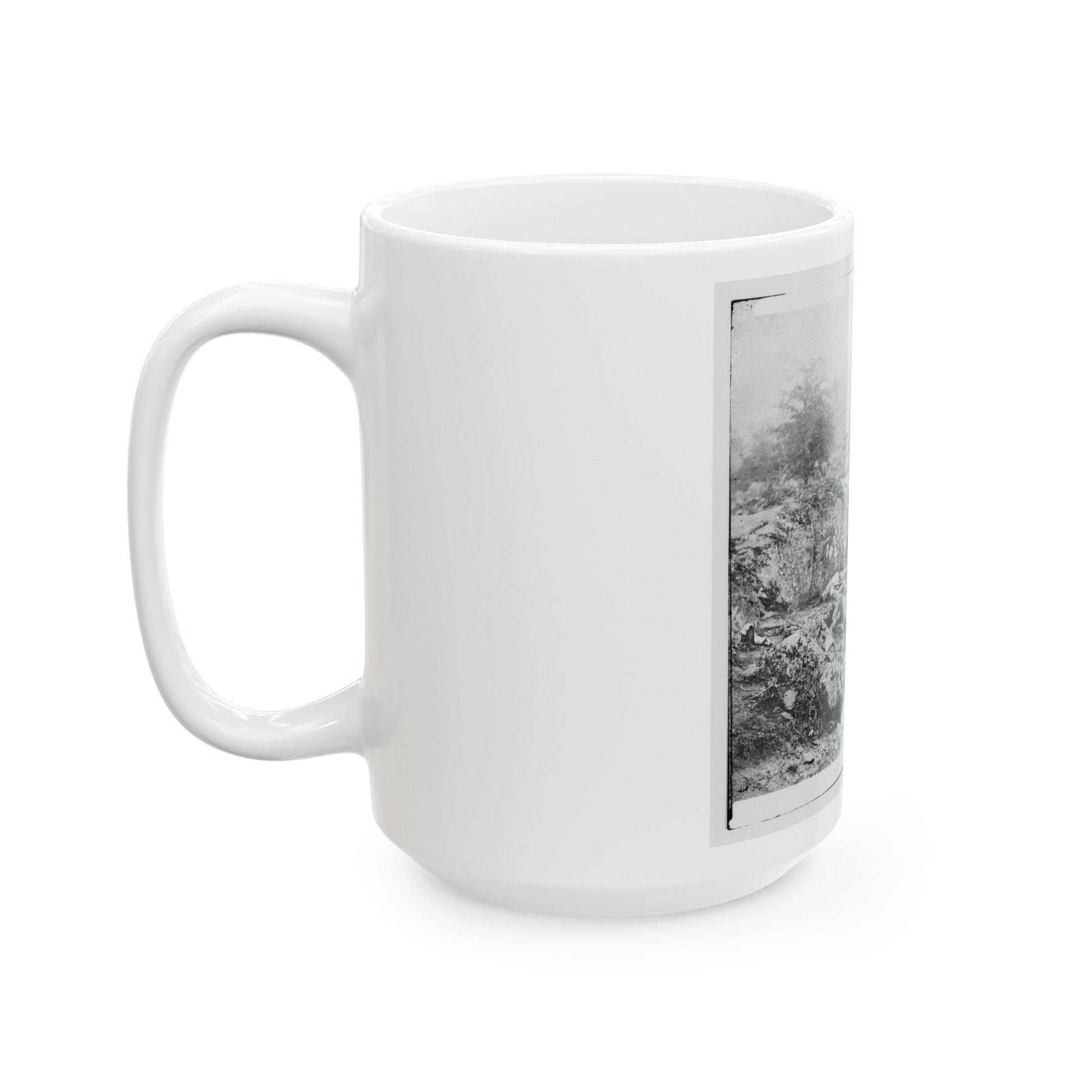 Gettysburg, Pa. Dead Confederate Soldiers In The Slaughter Pen At The Foot Of Little Round Top (U.S. Civil War) White Coffee Mug-The Sticker Space