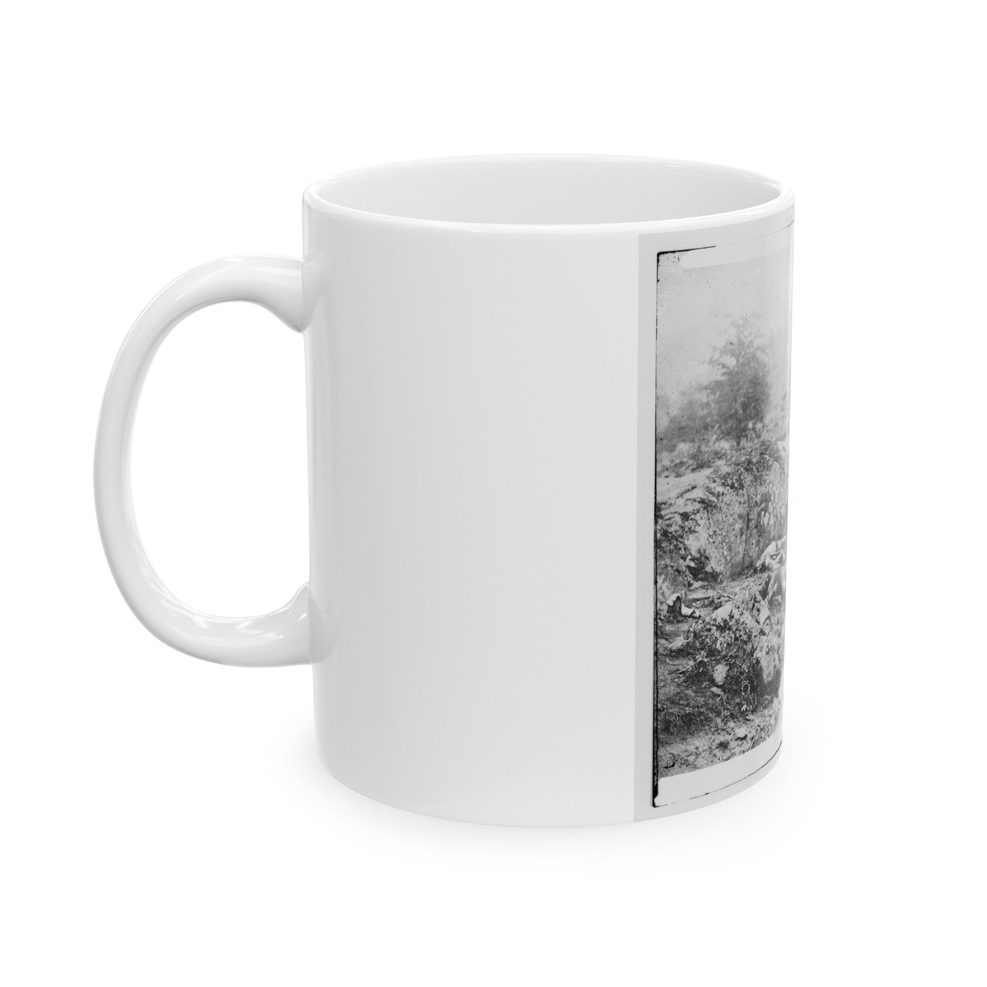 Gettysburg, Pa. Dead Confederate Soldiers In The Slaughter Pen At The Foot Of Little Round Top (U.S. Civil War) White Coffee Mug-The Sticker Space