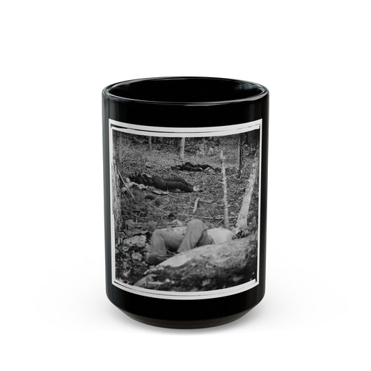 Gettysburg, Pa. Four Dead Soldiers In The Woods Near Little Round Top (U.S. Civil War) Black Coffee Mug-15oz-The Sticker Space