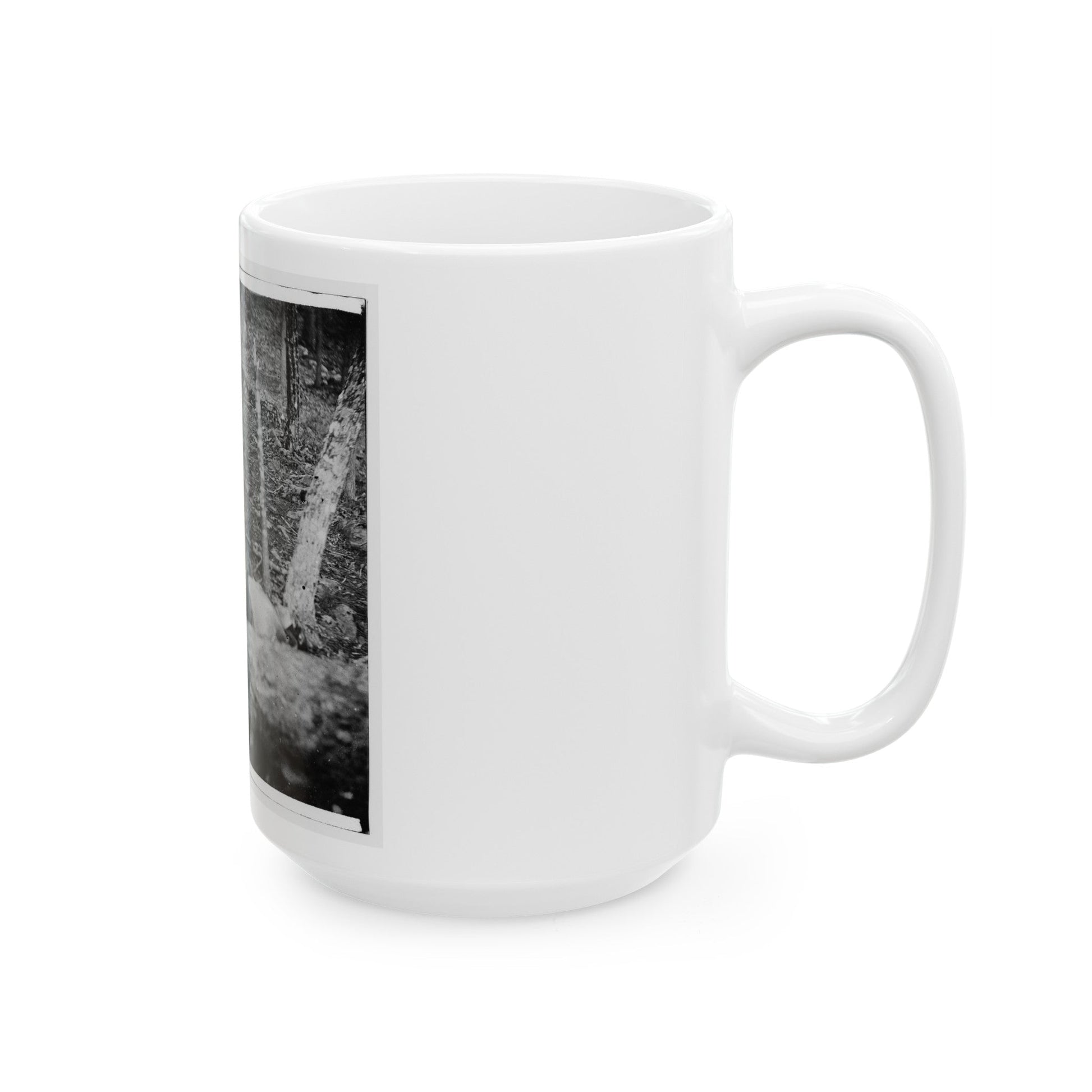 Gettysburg, Pa. Four Dead Soldiers In The Woods Near Little Round Top (U.S. Civil War) White Coffee Mug-The Sticker Space