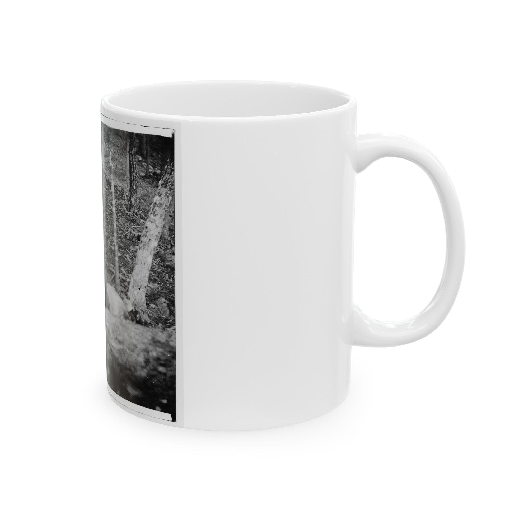 Gettysburg, Pa. Four Dead Soldiers In The Woods Near Little Round Top (U.S. Civil War) White Coffee Mug-The Sticker Space