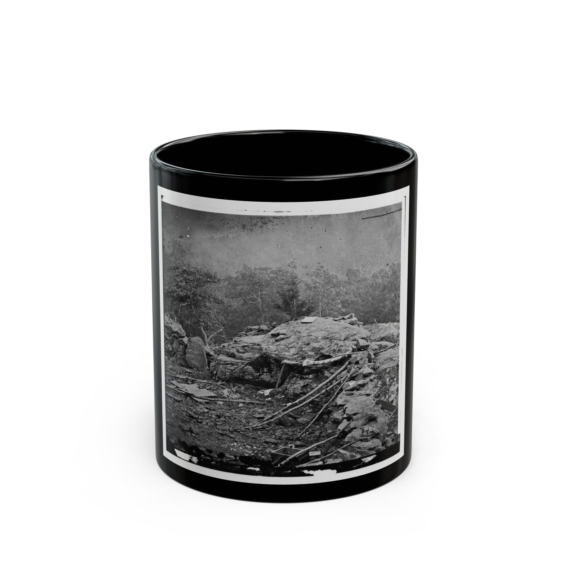 Gettysburg, Pa. Interior View Of Breastworks On Extreme Left Of The Federal Line (U.S. Civil War) Black Coffee Mug-11oz-The Sticker Space