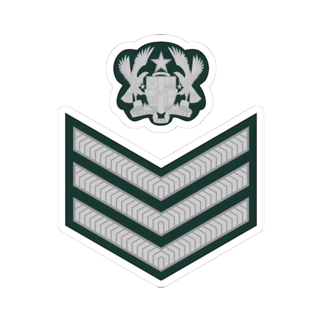 Ghana Army OR 7 (Ghana) (Military Rank) STICKER Vinyl Kiss-Cut Decal 3 Inch White - The Sticker Space