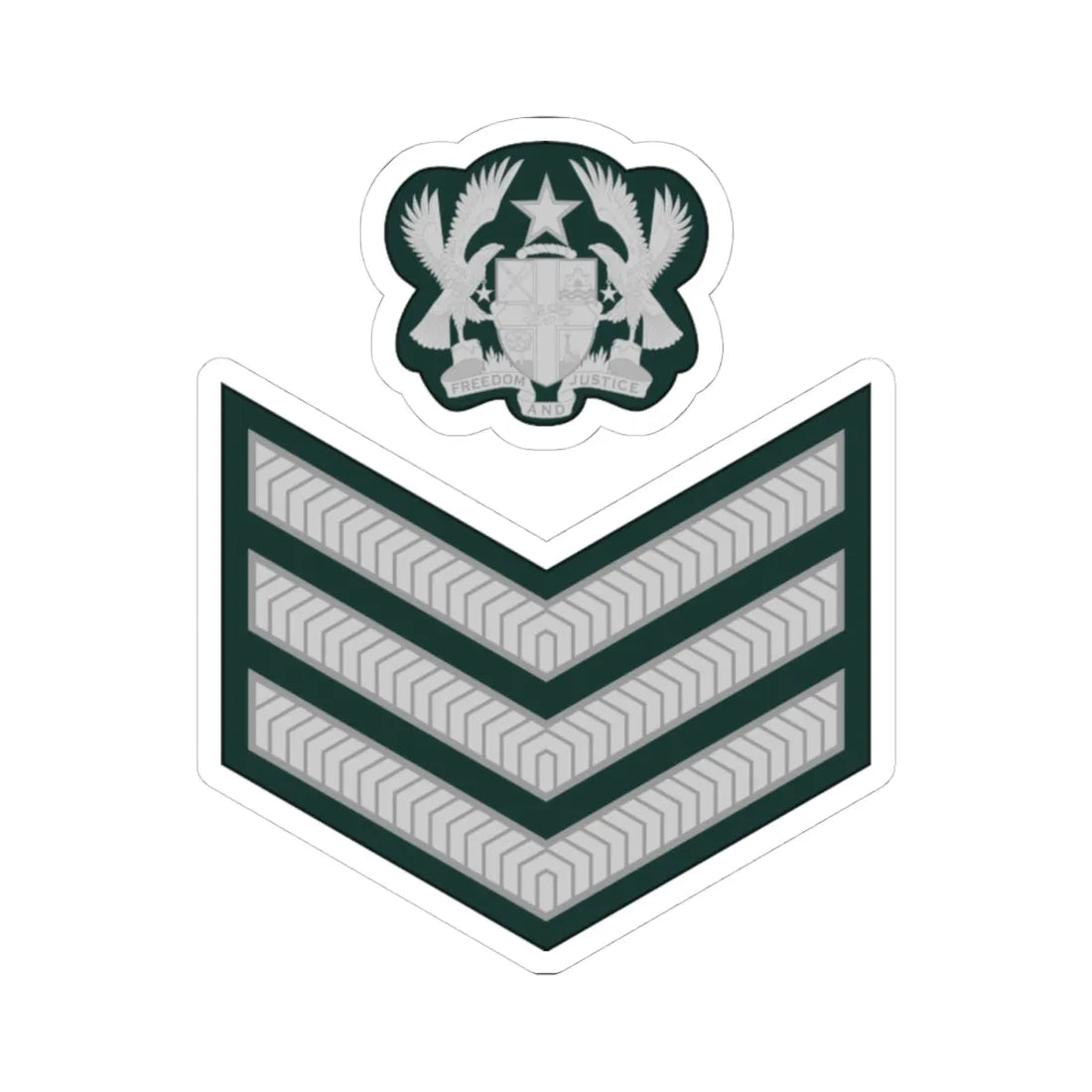 Ghana Army OR 7 (Ghana) (Military Rank) STICKER Vinyl Kiss-Cut Decal 4 Inch White - The Sticker Space