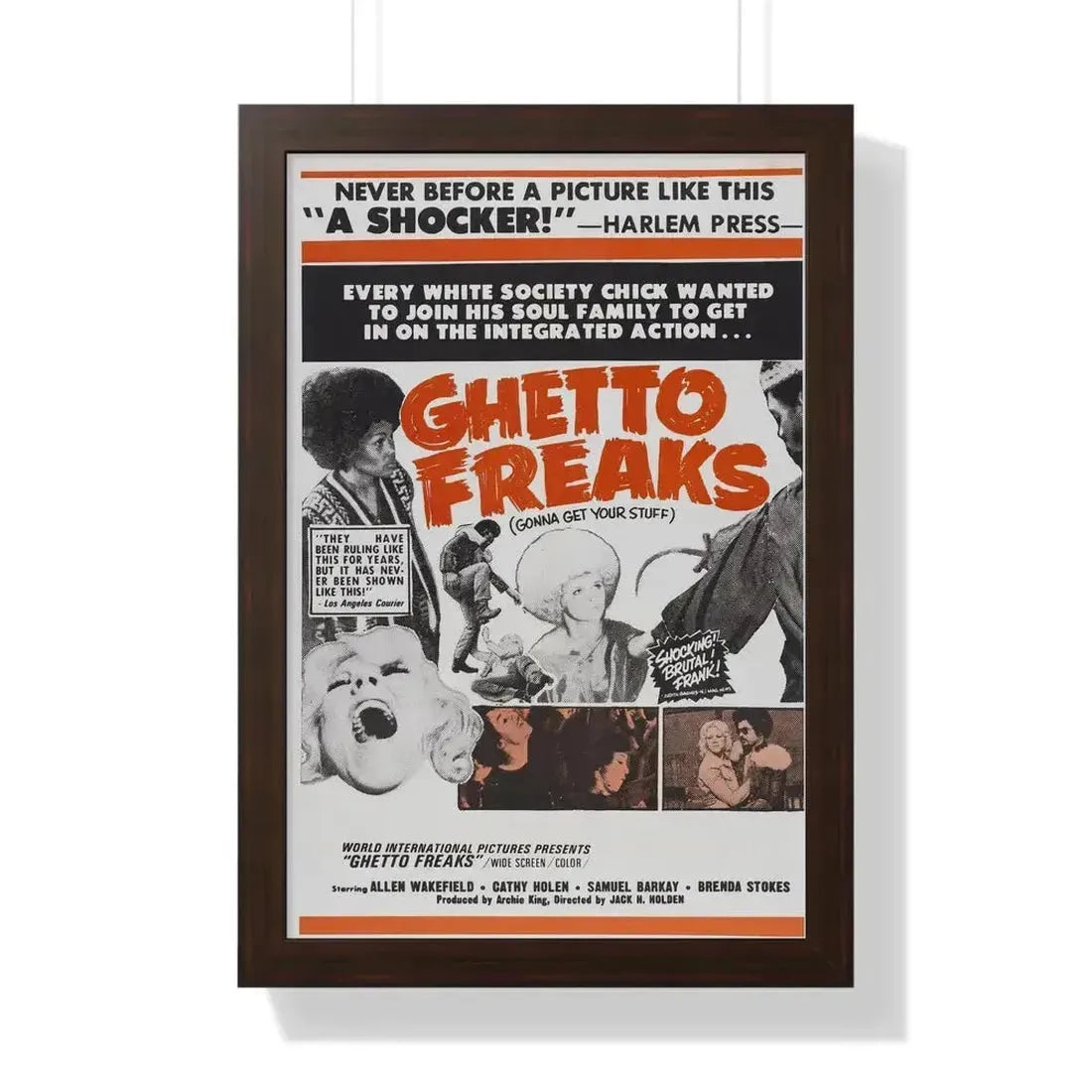 GHETTO FREAKS 1970 - Framed Movie Poster 16″ x 24″ Walnut - The Sticker Space