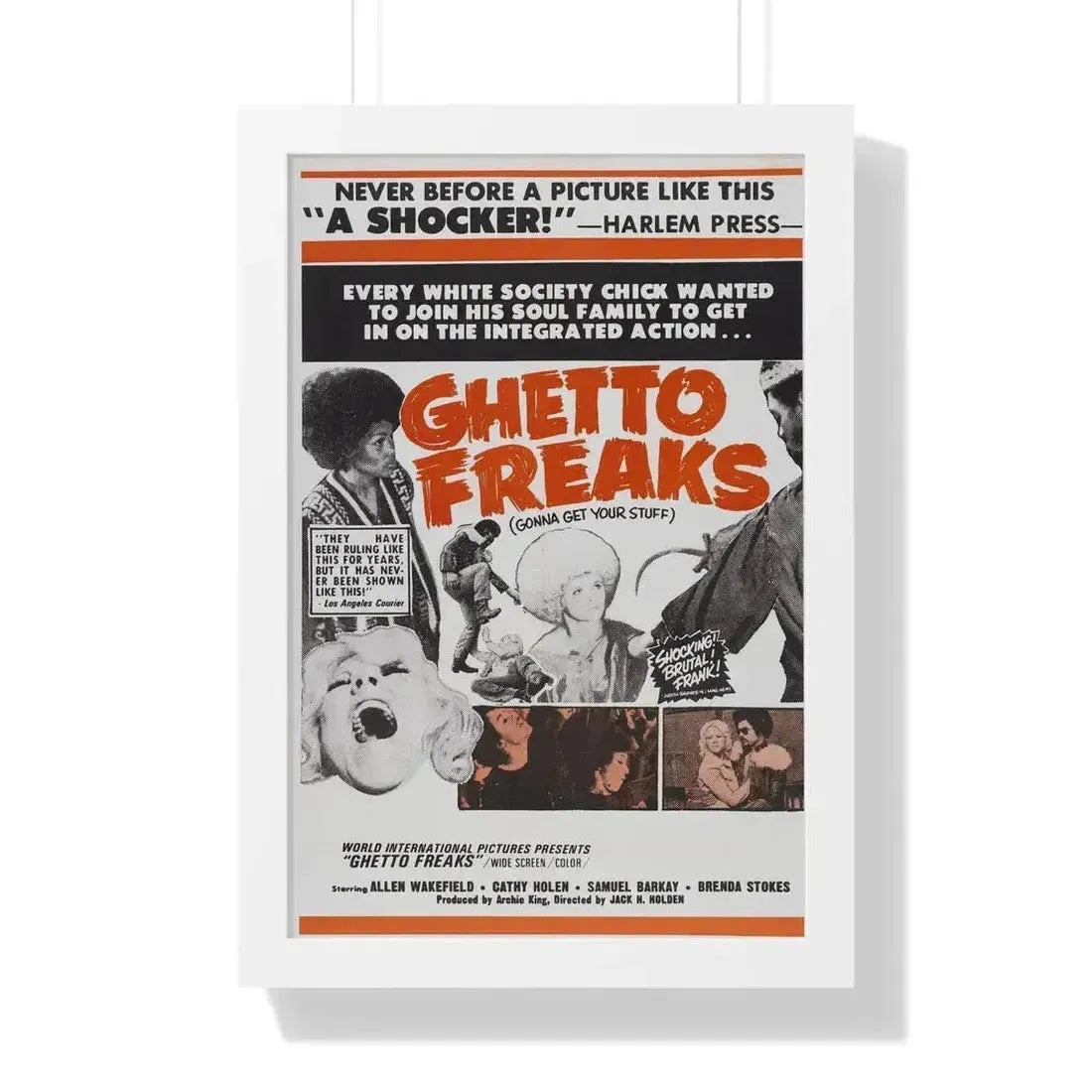 GHETTO FREAKS 1970 - Framed Movie Poster 16″ x 24″ White - The Sticker Space