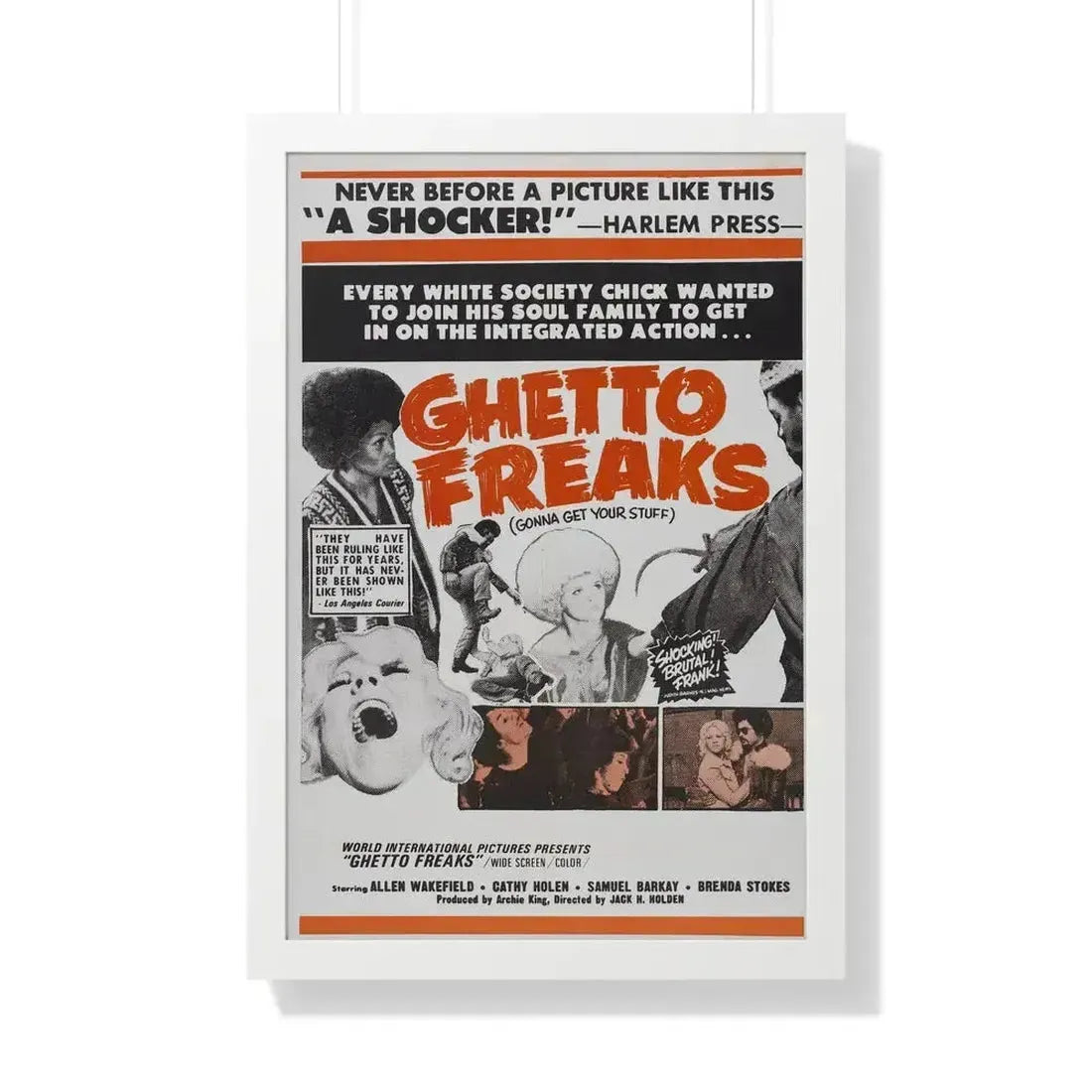 GHETTO FREAKS 1970 - Framed Movie Poster 20" x 30" White - The Sticker Space