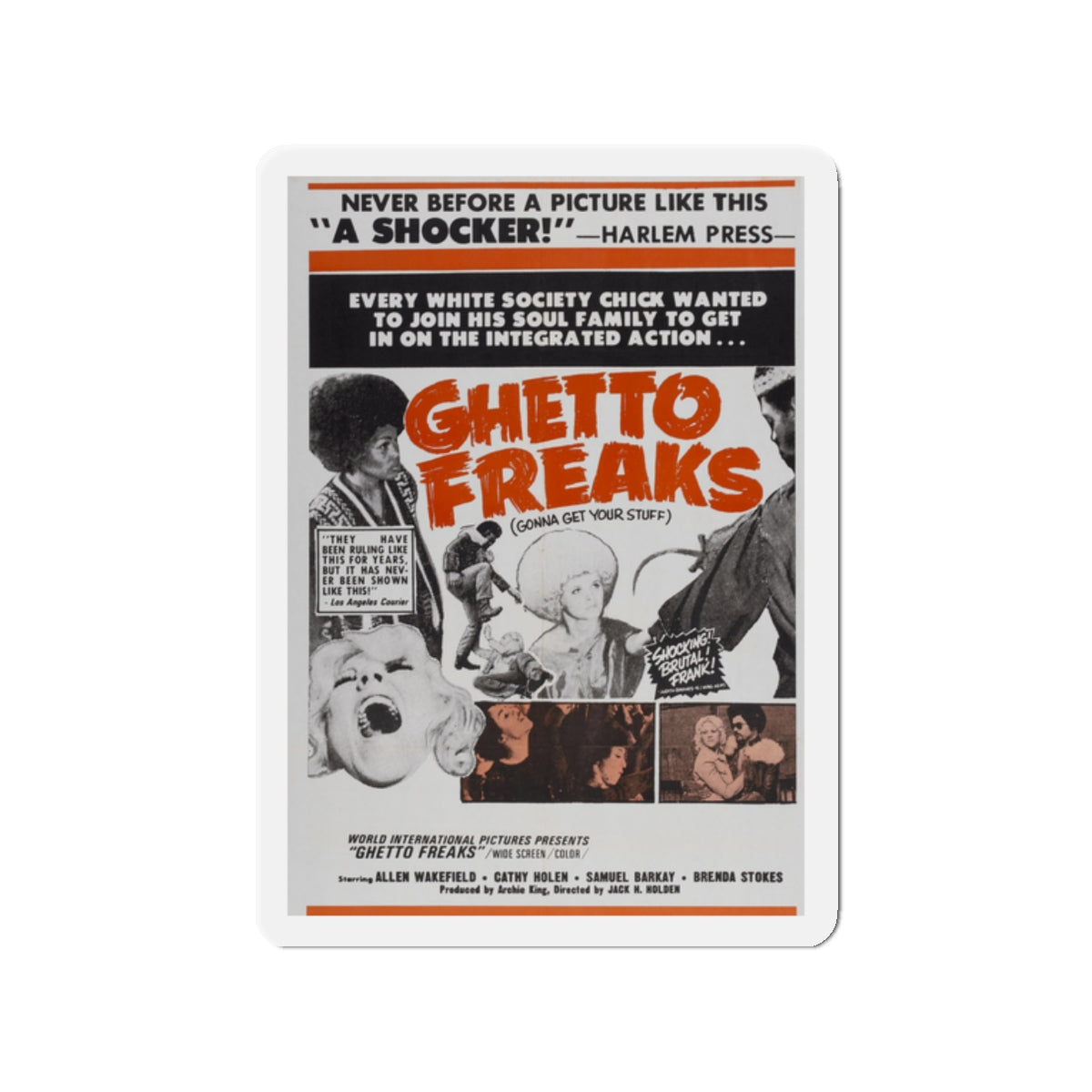 GHETTO FREAKS 1970 Movie Poster - Die-Cut Magnet-2" x 2"-The Sticker Space