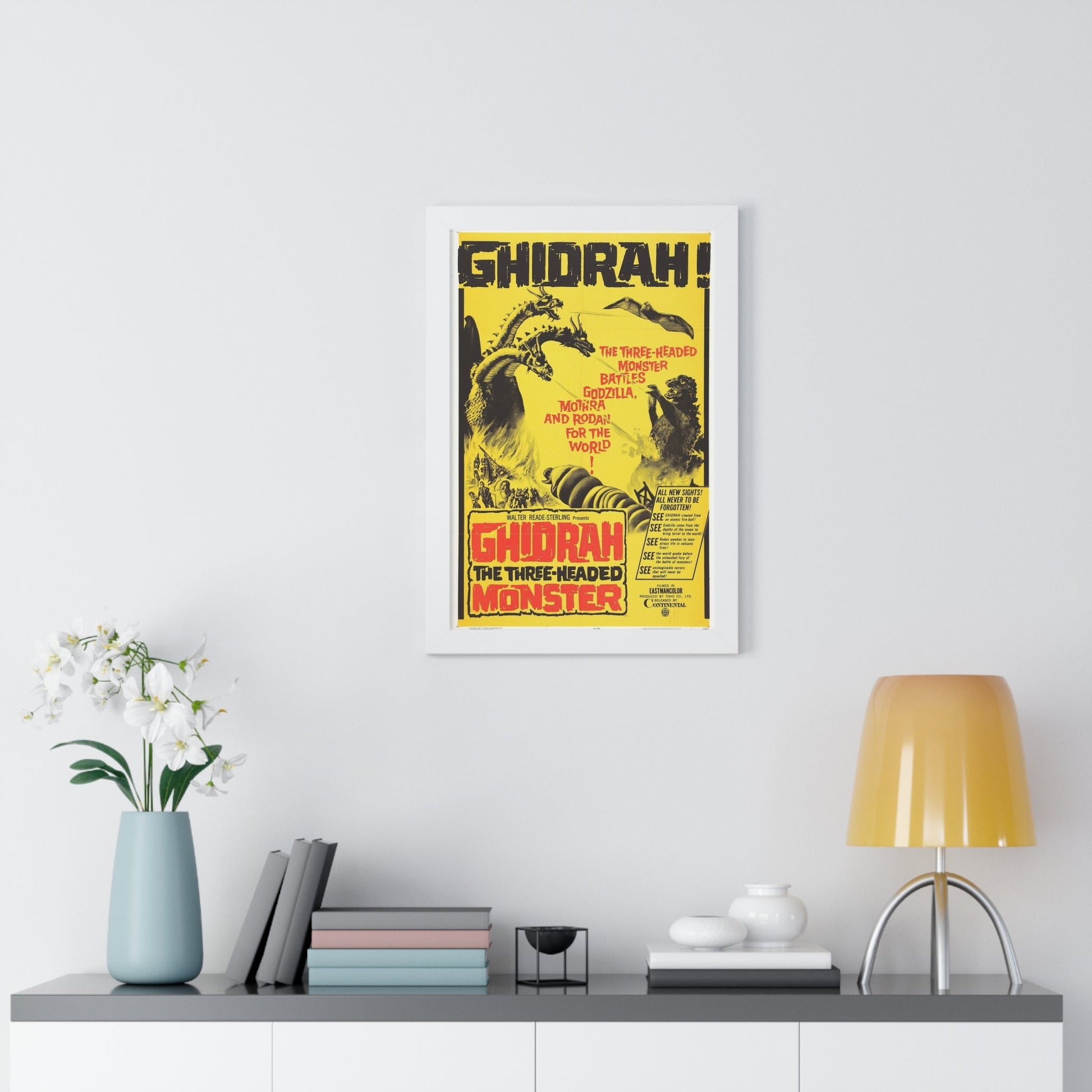 GHIDRAH THE THREE HEADED MONSTER GODZILLA 1964 - Framed Movie Poster-The Sticker Space