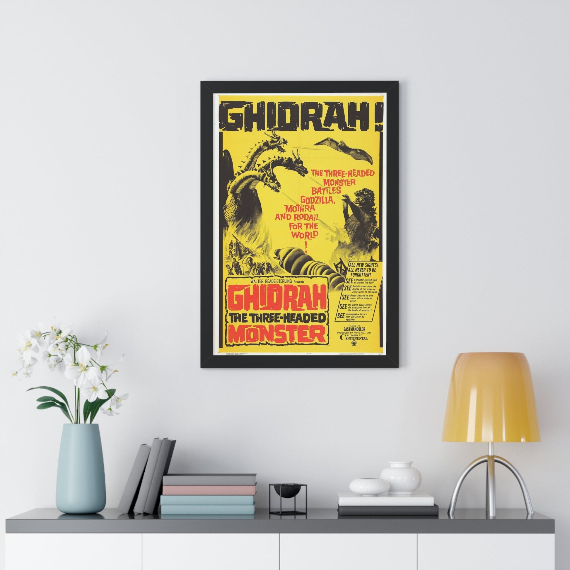 GHIDRAH THE THREE HEADED MONSTER GODZILLA 1964 - Framed Movie Poster-The Sticker Space