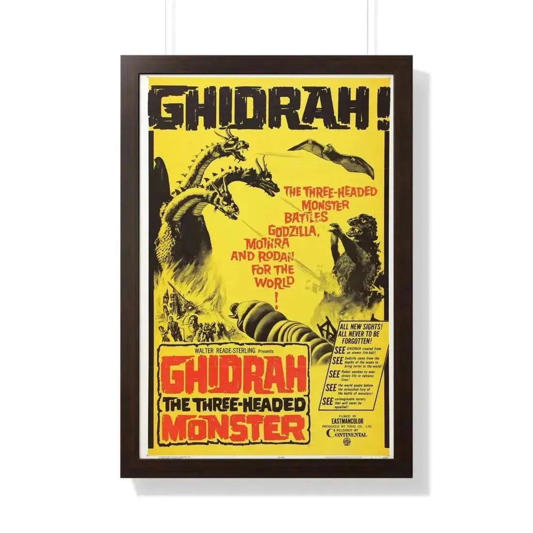 GHIDRAH THE THREE HEADED MONSTER GODZILLA 1964 - Framed Movie Poster - The Sticker Space