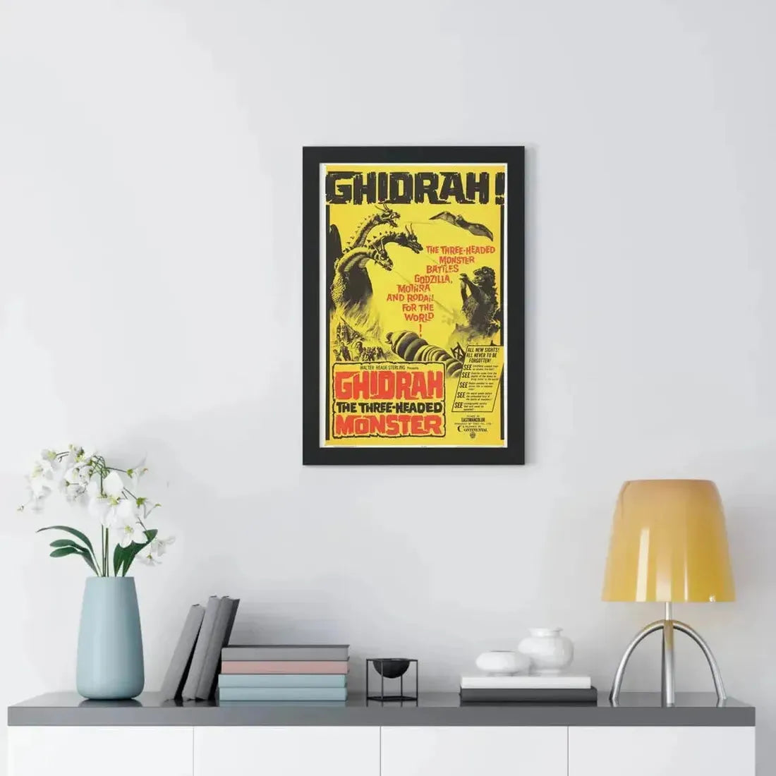 GHIDRAH THE THREE HEADED MONSTER GODZILLA 1964 - Framed Movie Poster - The Sticker Space