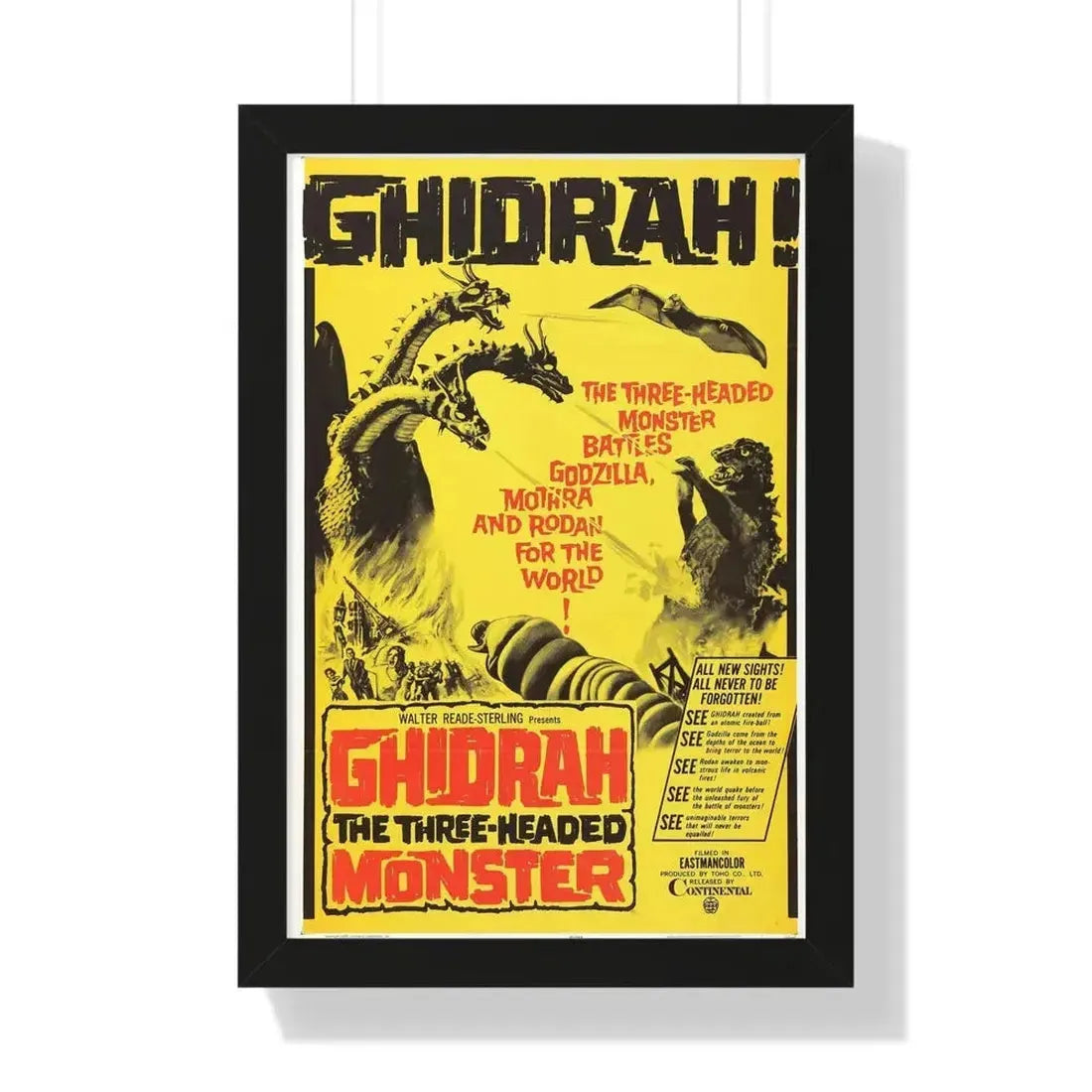 GHIDRAH THE THREE HEADED MONSTER GODZILLA 1964 - Framed Movie Poster - The Sticker Space