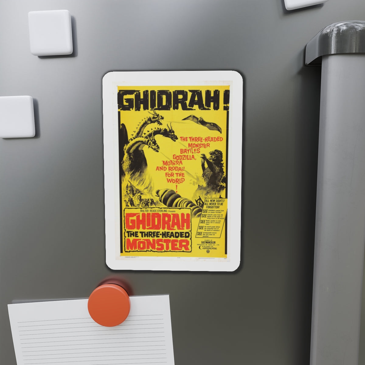 GHIDRAH THE THREE HEADED MONSTER GODZILLA 1964 Movie Poster - Die-Cut Magnet-The Sticker Space