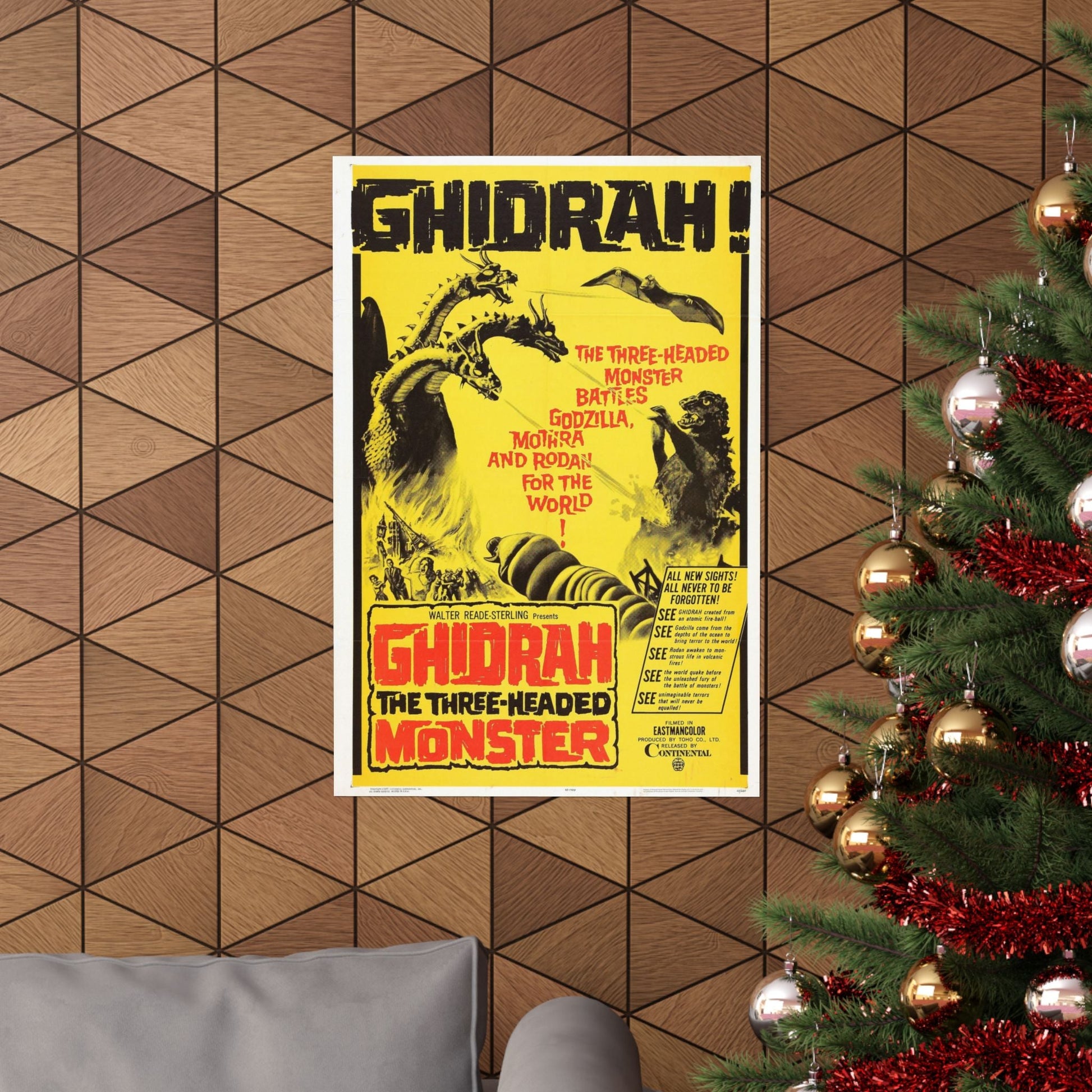 GHIDRAH THE THREE HEADED MONSTER GODZILLA 1964 - Paper Movie Poster-The Sticker Space