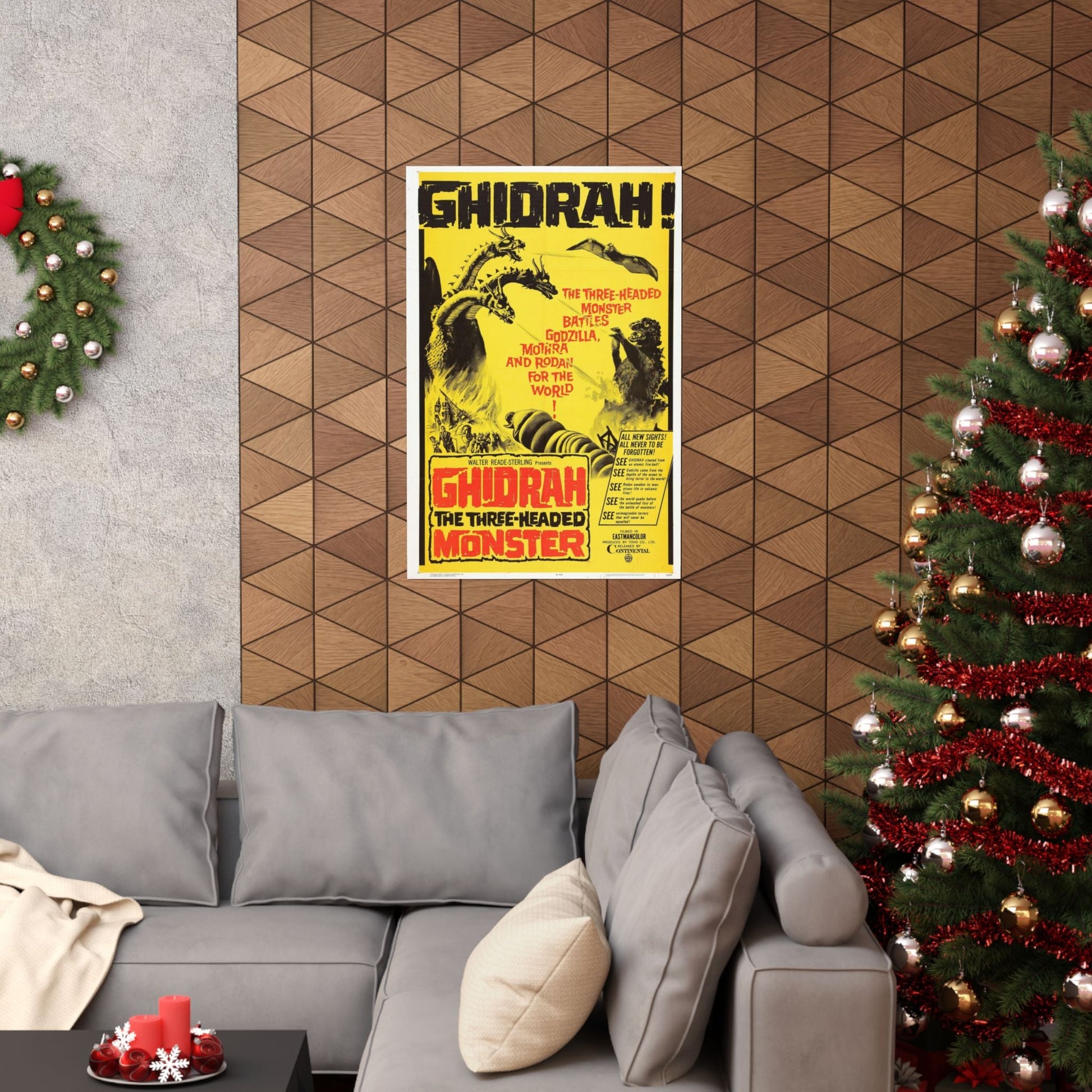 GHIDRAH THE THREE HEADED MONSTER GODZILLA 1964 - Paper Movie Poster-The Sticker Space