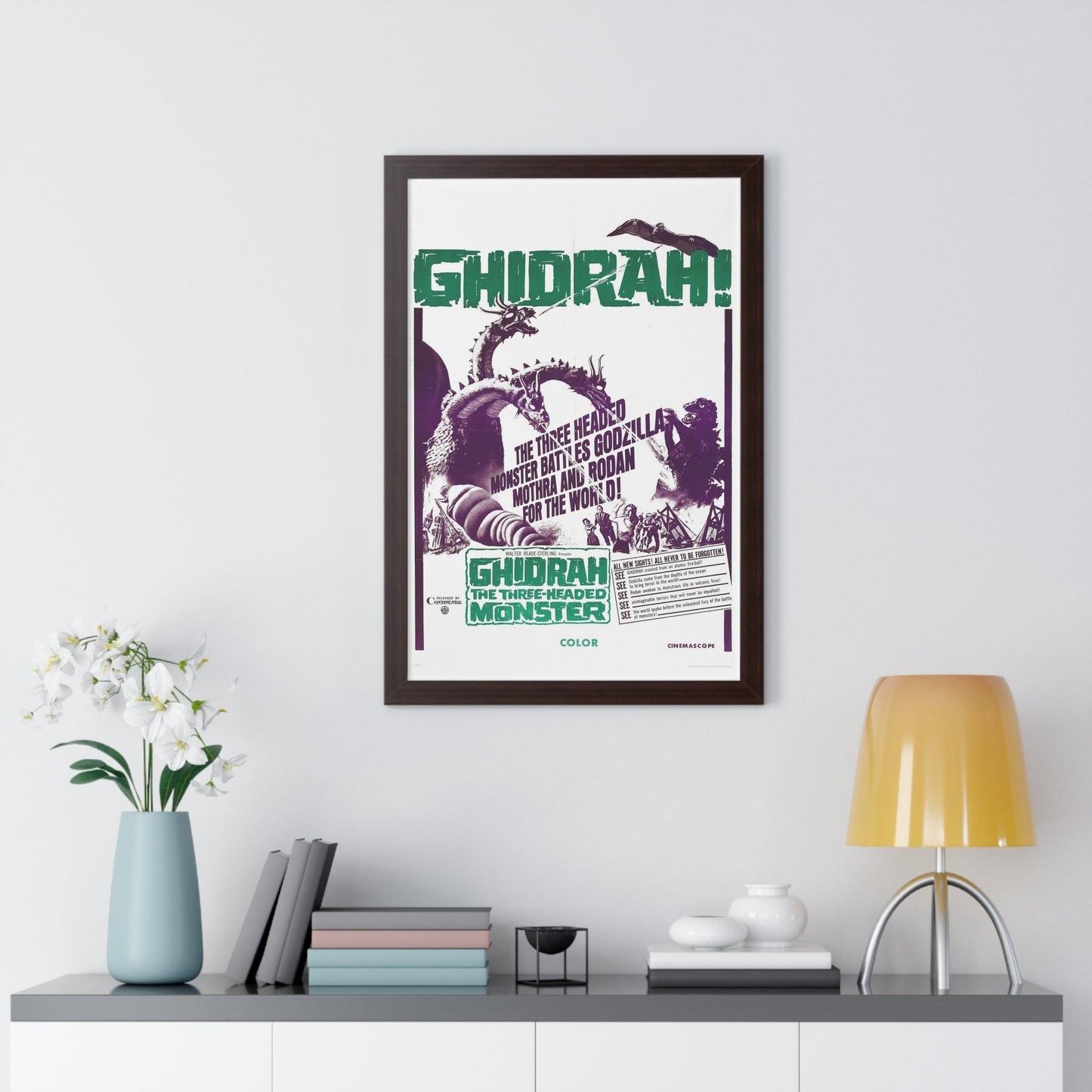 GHIDRAH THE THREE HEADED MONSTER GODZILLA (2) 1964 - Framed Movie Poster-The Sticker Space