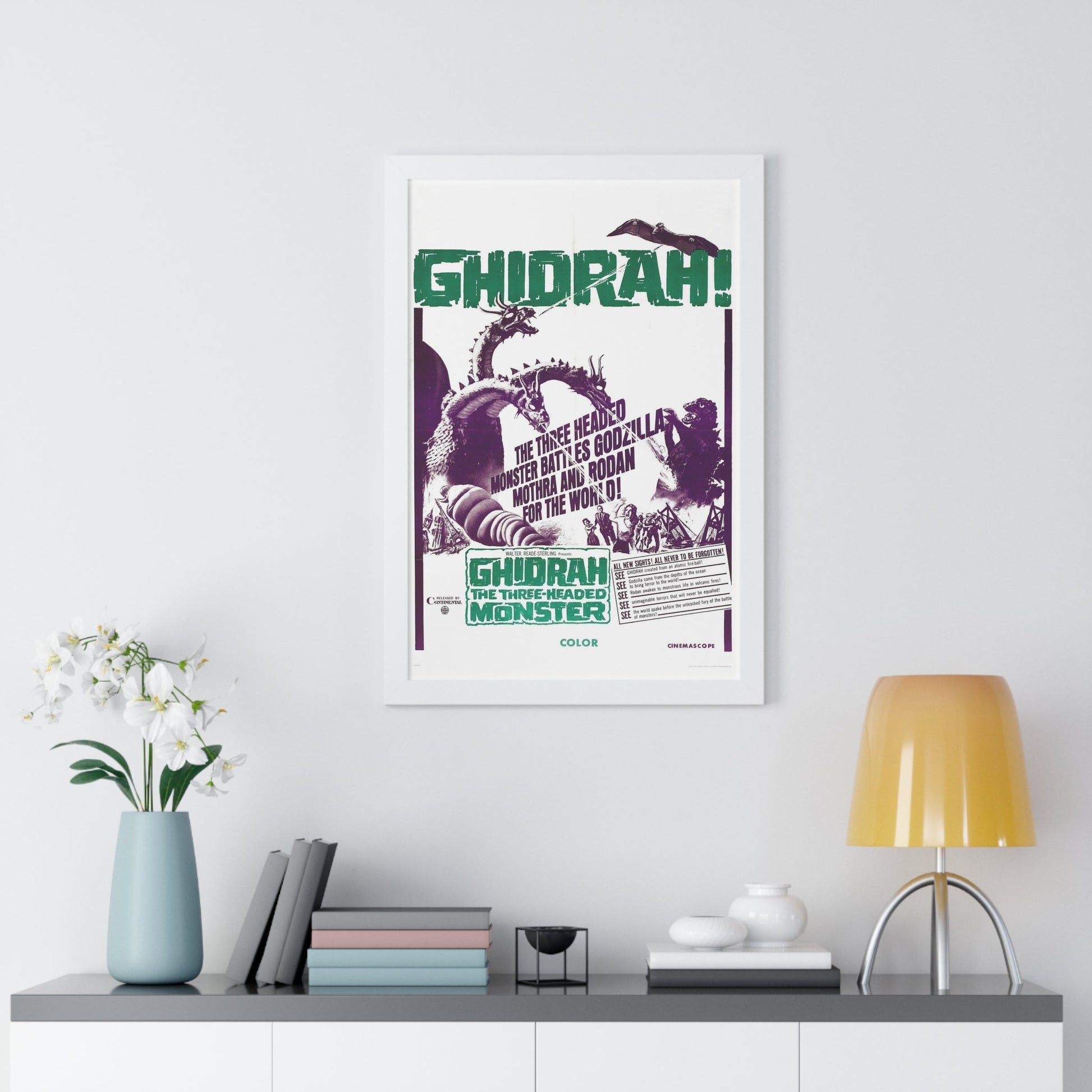 GHIDRAH THE THREE HEADED MONSTER GODZILLA (2) 1964 - Framed Movie Poster-The Sticker Space