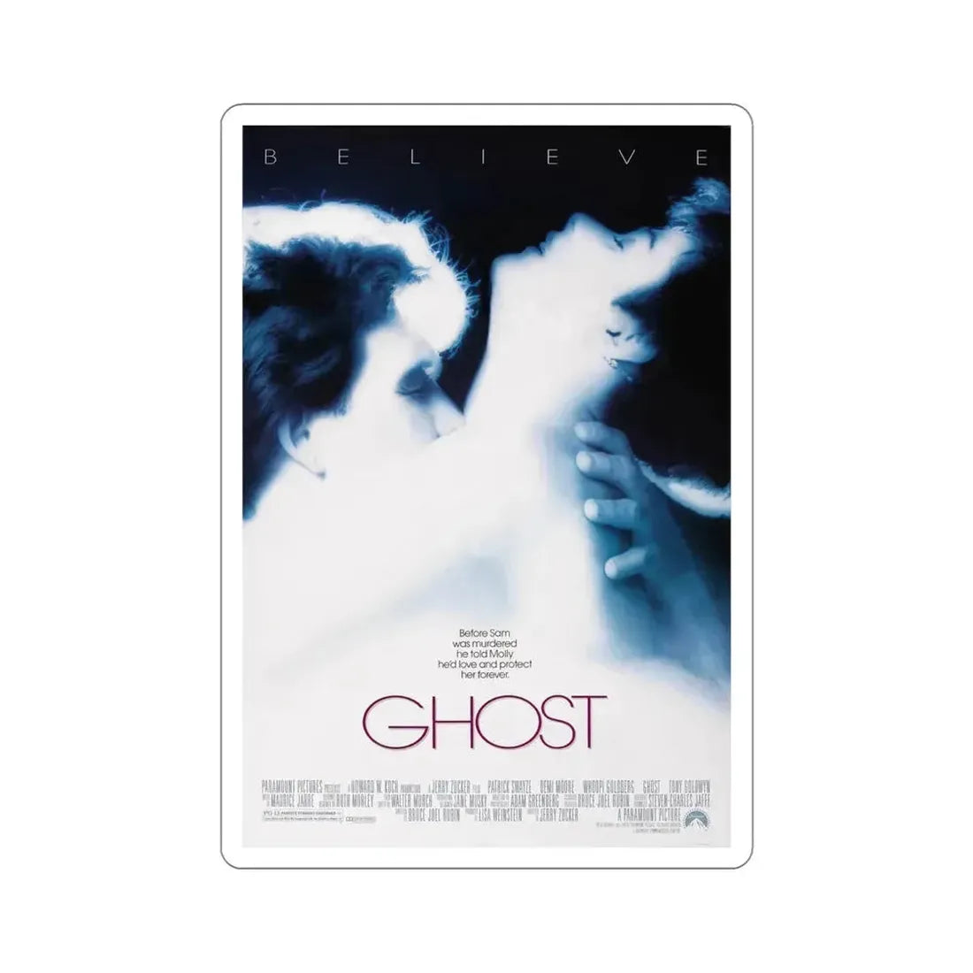 Ghost 1990 Movie Poster STICKER Vinyl Die-Cut Decal 6 Inch - The Sticker Space