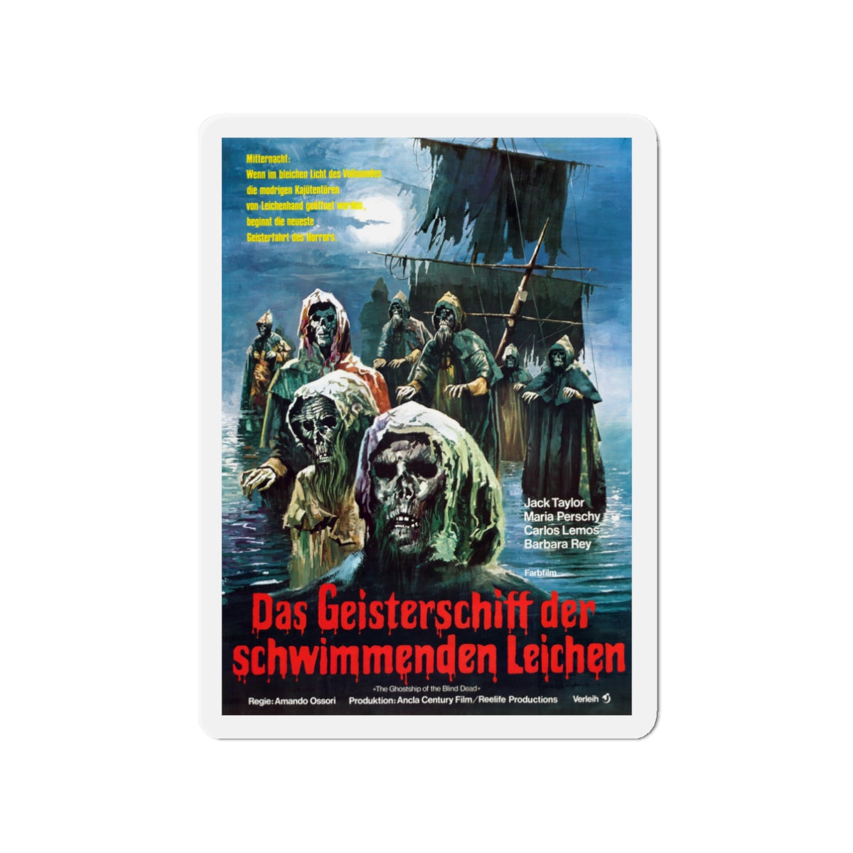 GHOST SHIPS OF THE BLIND DEAD (THE GHOST GALLEON) (GERMAN) 1974 Movie Poster - Die-Cut Magnet-3" x 3"-The Sticker Space