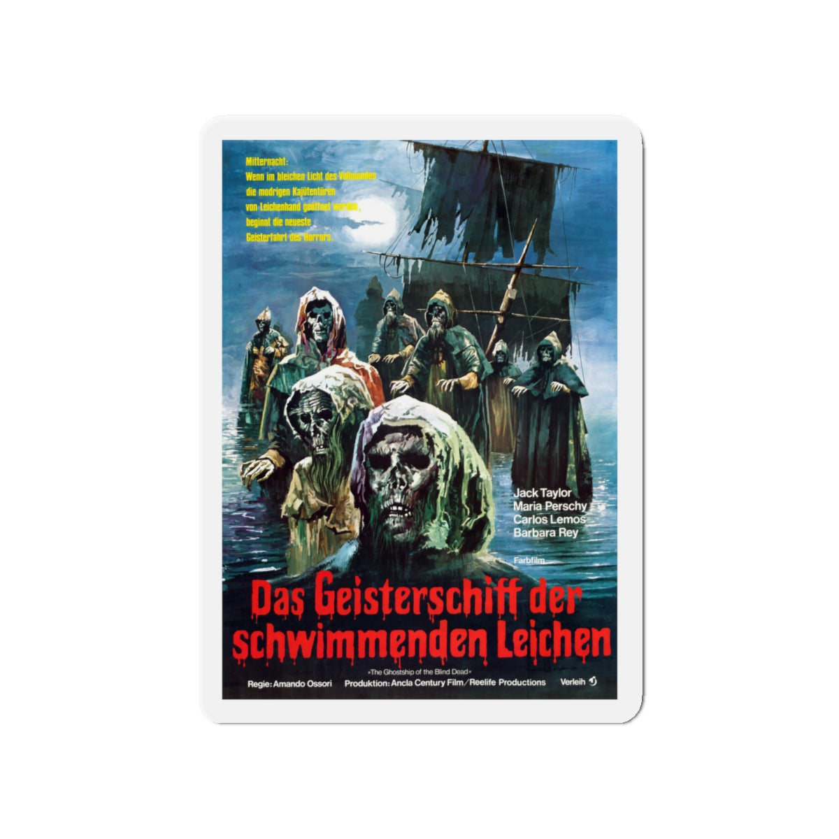 GHOST SHIPS OF THE BLIND DEAD (THE GHOST GALLEON) (GERMAN) 1974 Movie Poster - Die-Cut Magnet-4" x 4"-The Sticker Space