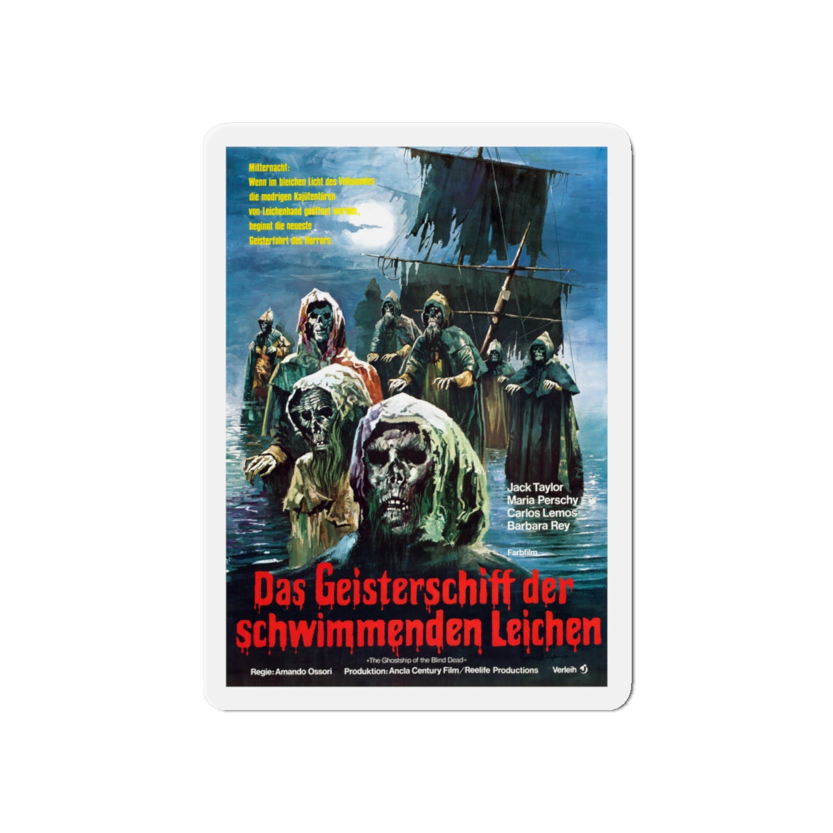 GHOST SHIPS OF THE BLIND DEAD (THE GHOST GALLEON) (GERMAN) 1974 Movie Poster - Die-Cut Magnet-6 × 6"-The Sticker Space