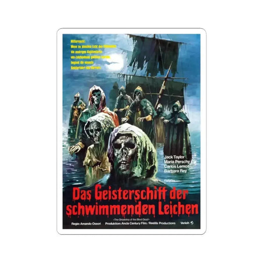 GHOST SHIPS OF THE BLIND DEAD (THE GHOST GALLEON) (GERMAN) 1974 Movie Poster - STICKER Vinyl Kiss-Cut Decal 2 Inch White - The Sticker Space