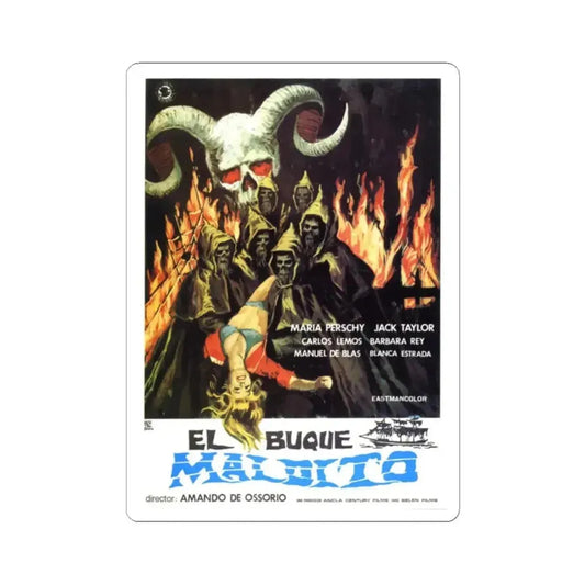 GHOST SHIPS OF THE BLIND DEAD (THE GHOST GALLEON) (SPANISH) 1974 Movie Poster - STICKER Vinyl Kiss-Cut Decal 2 Inch White - The Sticker Space