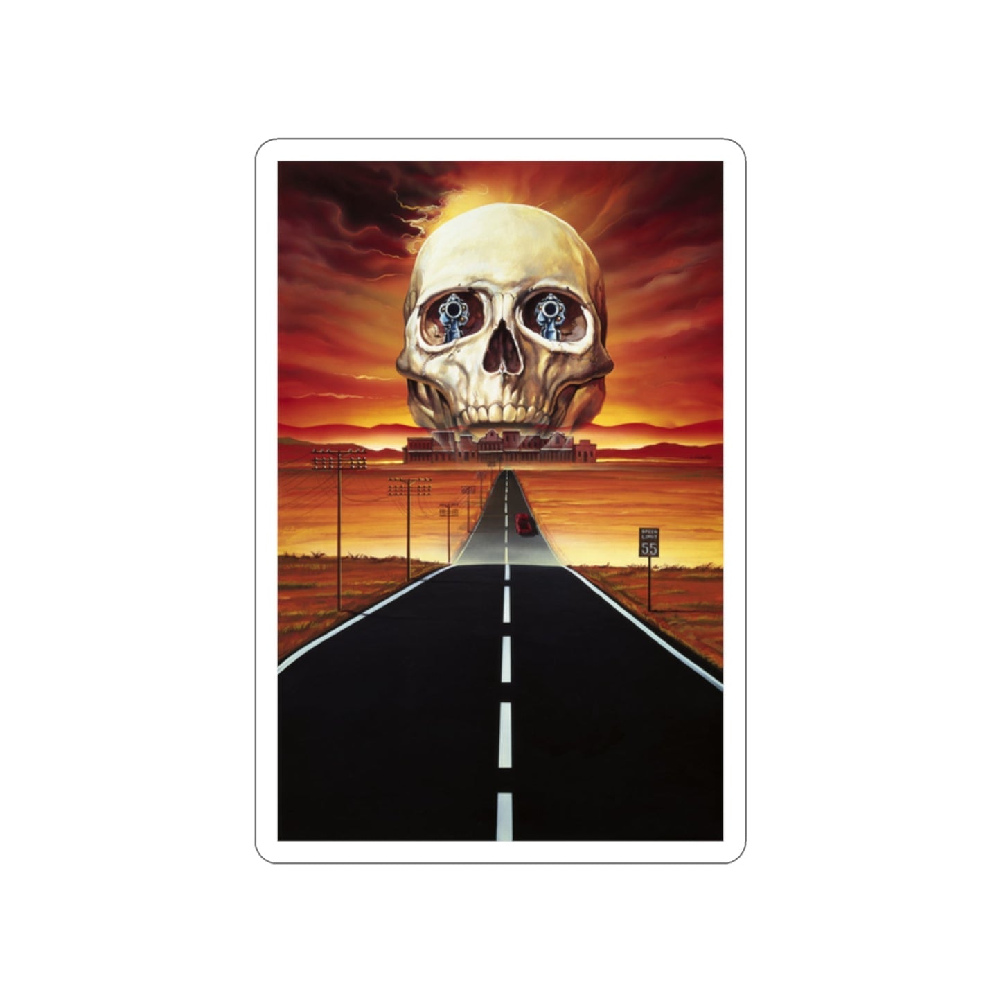 GHOST TOWN (TEASER) 1988 Movie Poster STICKER Vinyl Die-Cut Decal-2 Inch-The Sticker Space