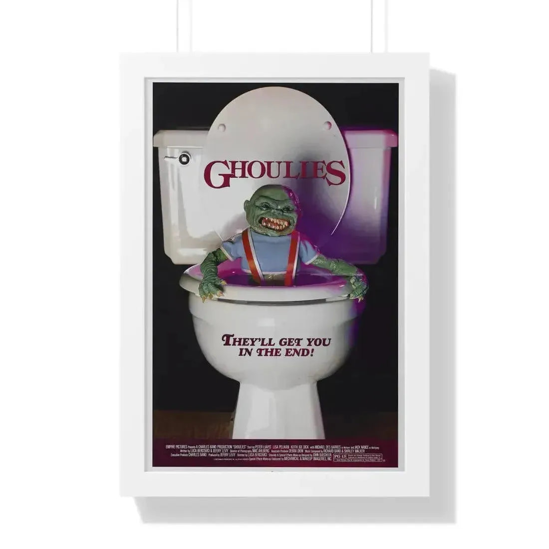GHOULIES 1985 - Framed Movie Poster 16″ x 24″ White - The Sticker Space