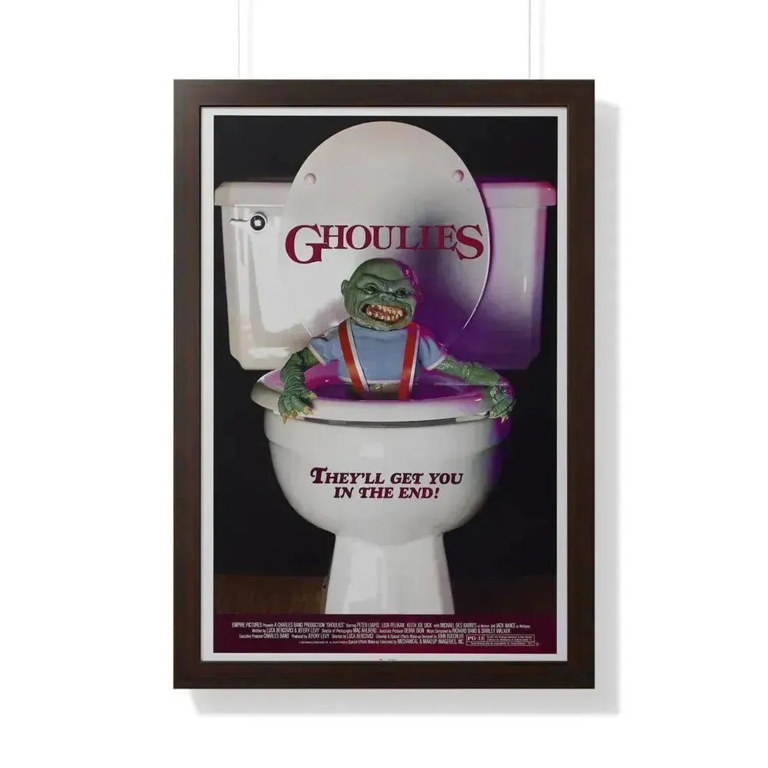 GHOULIES 1985 - Framed Movie Poster 20" x 30" Walnut - The Sticker Space