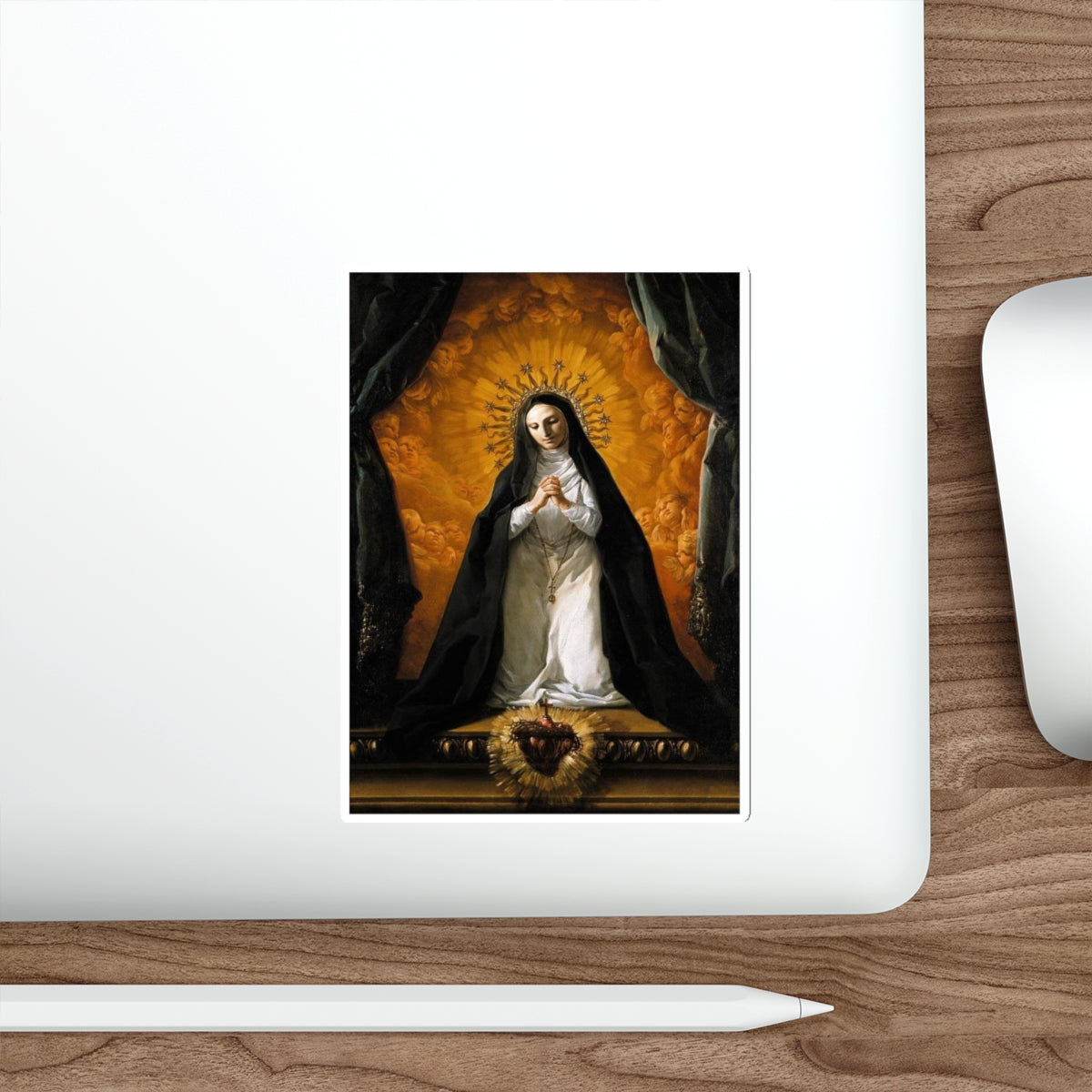 GIAQUINTO, Corrado - St Margaret Mary Alacoque Contemplating the Sacred Heart of Jesus (Artwork) STICKER Vinyl Die-Cut Decal-The Sticker Space