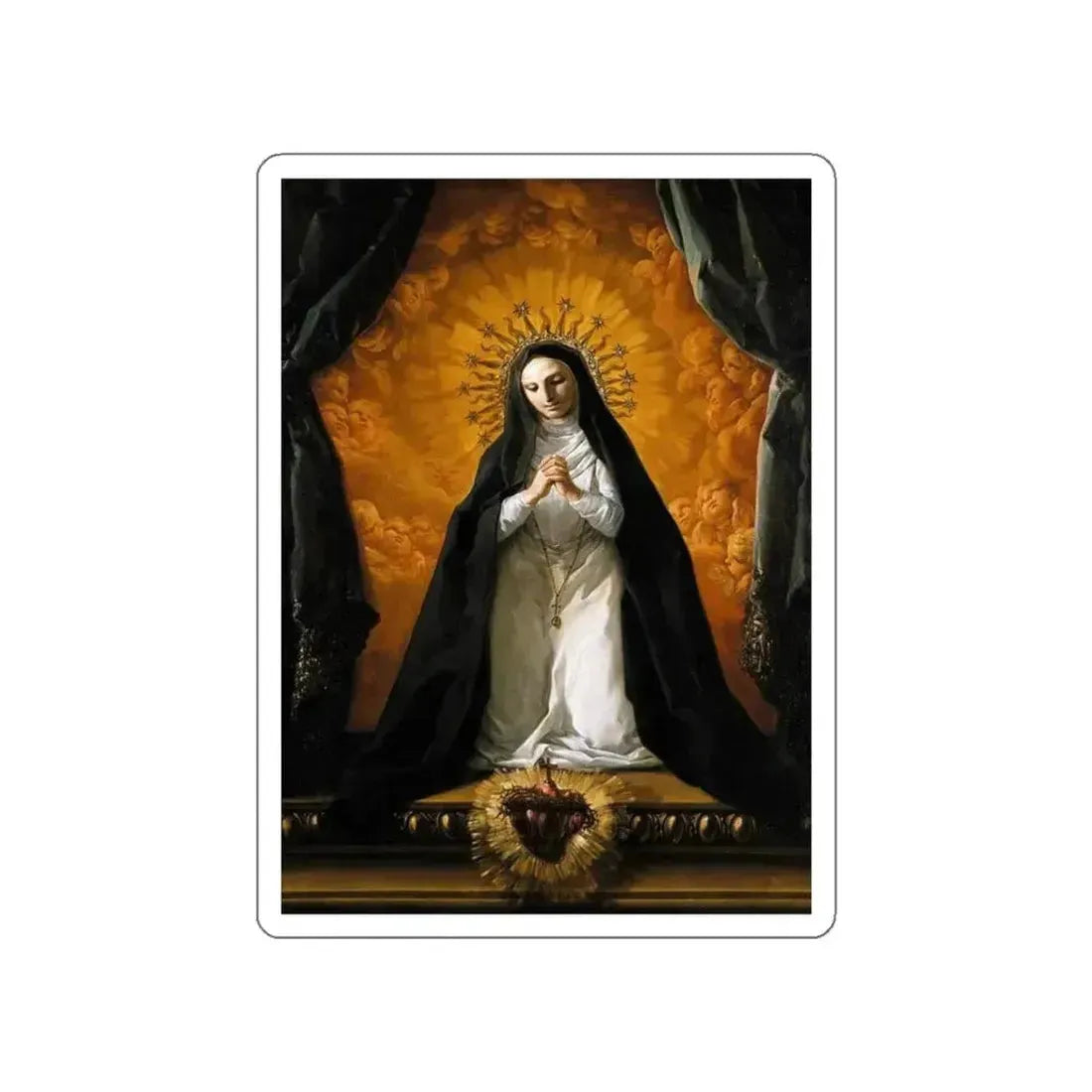 GIAQUINTO, Corrado - St Margaret Mary Alacoque Contemplating the Sacred Heart of Jesus (Artwork) STICKER Vinyl Die-Cut Decal White Die-Cut 6 Inch - The Sticker Space