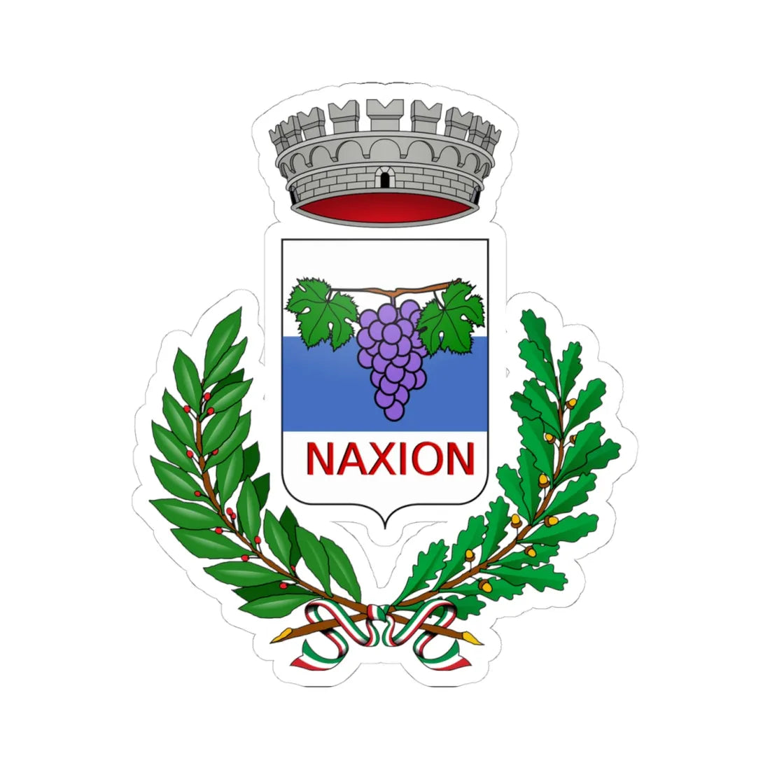 Giardini-Naxos-Stemma (Italy) (Coat of Arms) STICKER Vinyl Kiss-Cut Decal 4 Inch White - The Sticker Space