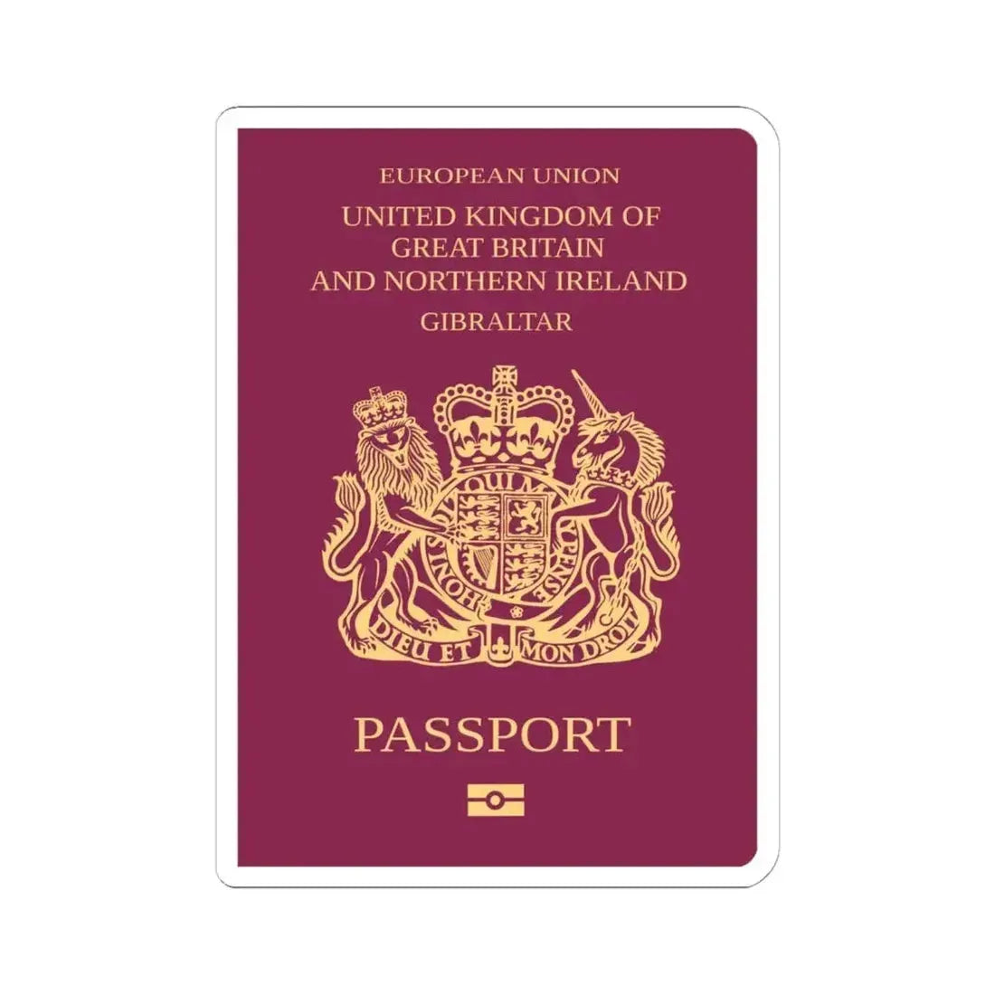 Gibraltar Passport - STICKER Vinyl Kiss-Cut Decal 6 Inch White - The Sticker Space