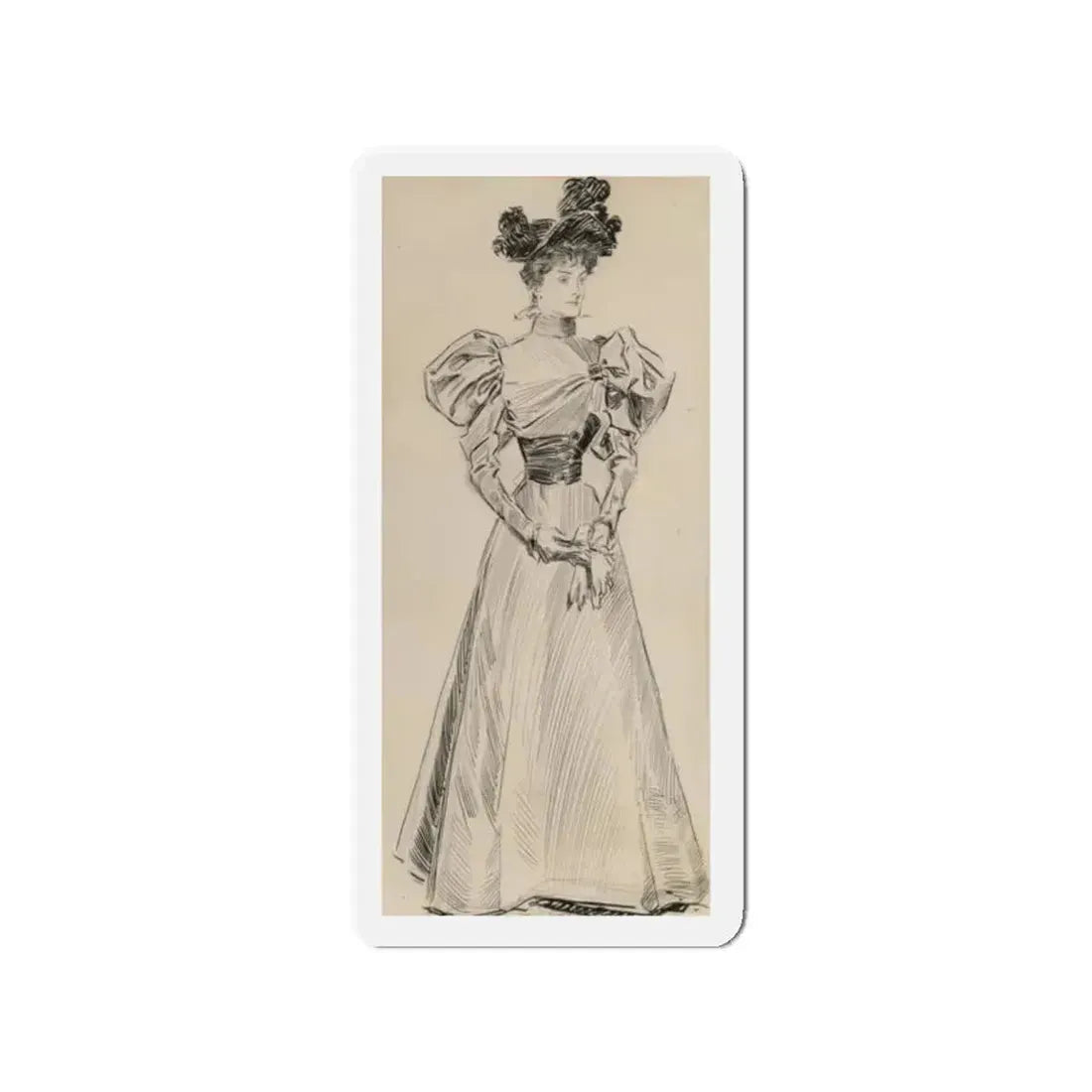 Gibson Girl (Magazine Illustration) Refrigerator Magnet 2 Inch Die-Cut - The Sticker Space