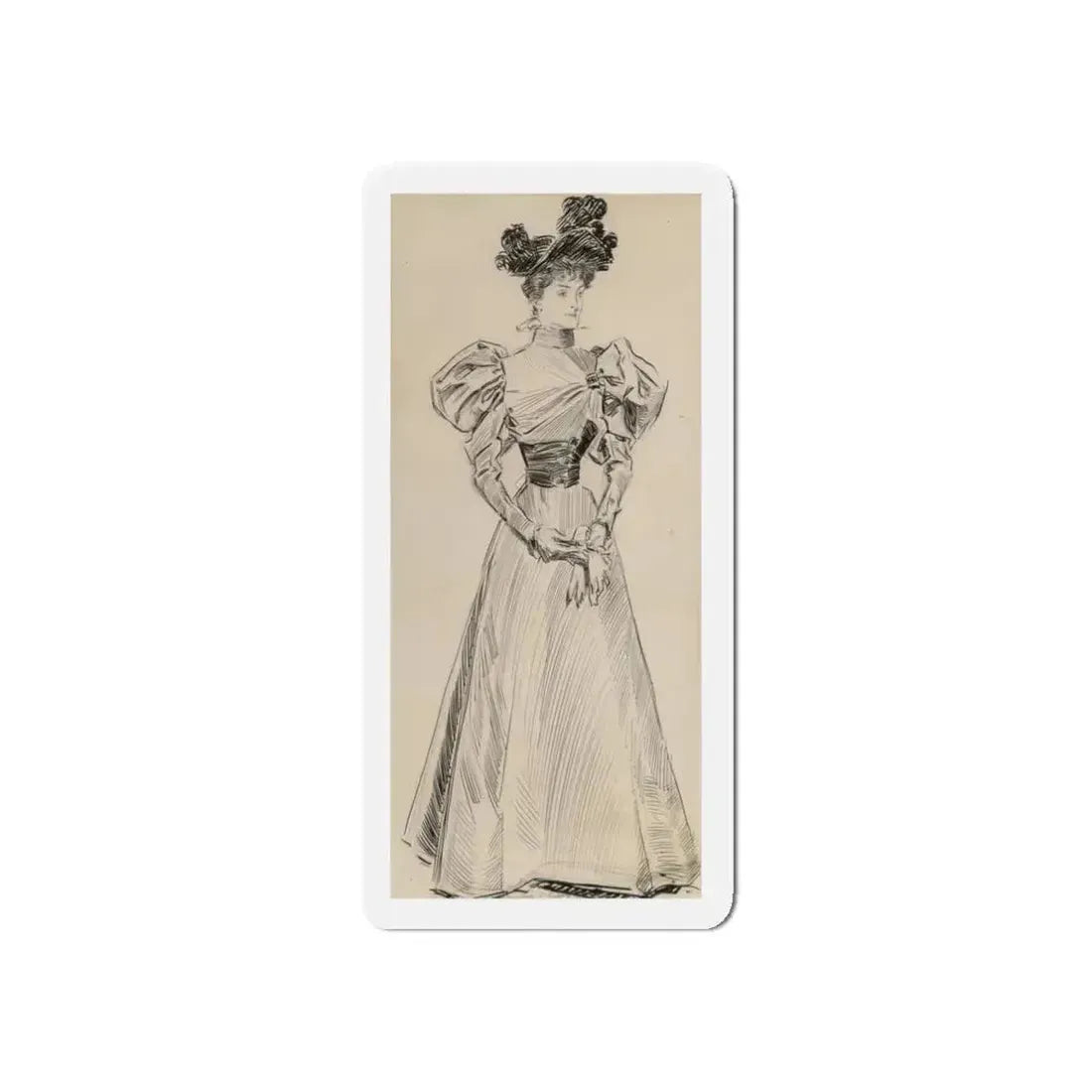 Gibson Girl (Magazine Illustration) Refrigerator Magnet 3 Inch Die-Cut - The Sticker Space