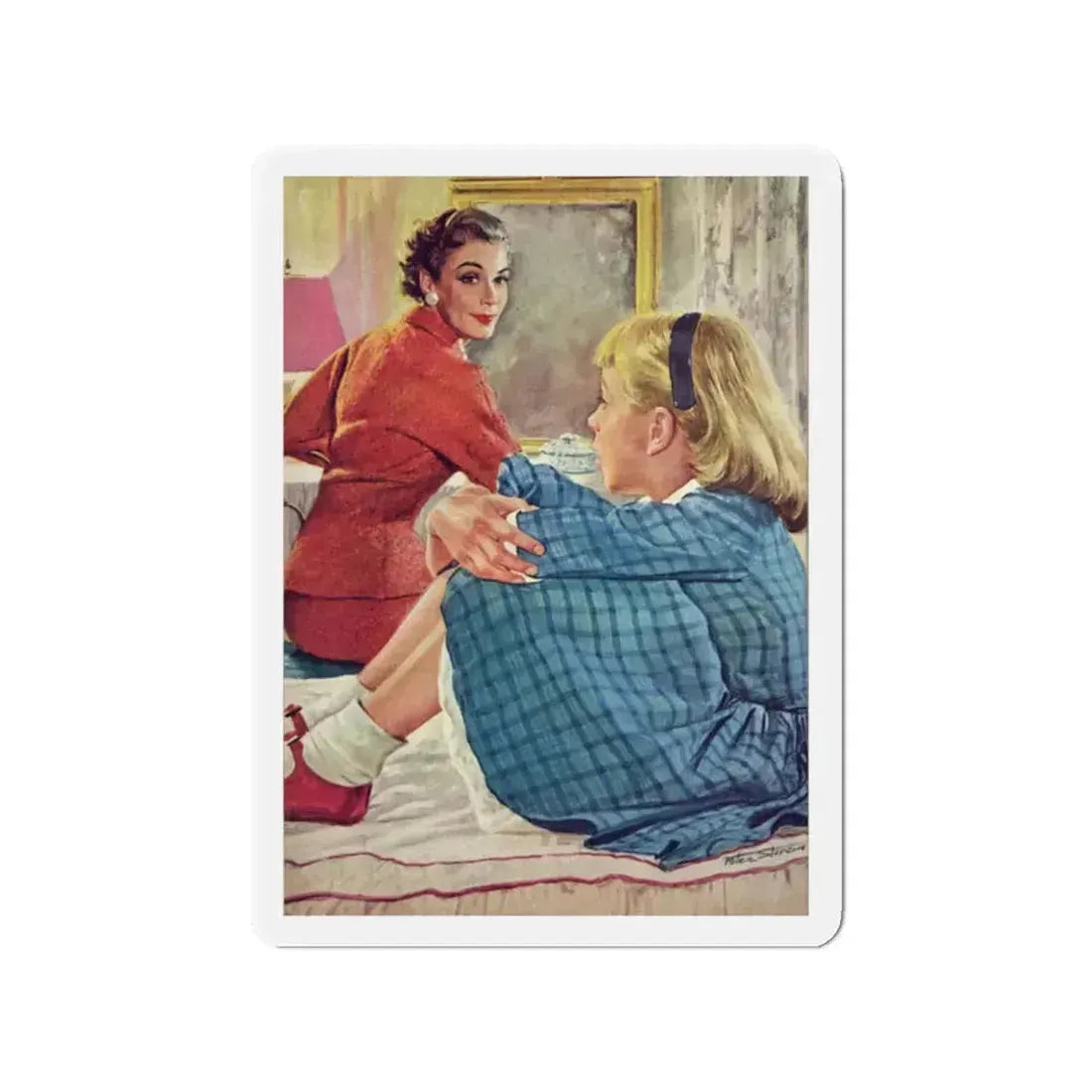 Gift Beyond Price, Redbook, January 1957 (Magazine Illustration) Refrigerator Magnet 2 Inch Die-Cut - The Sticker Space