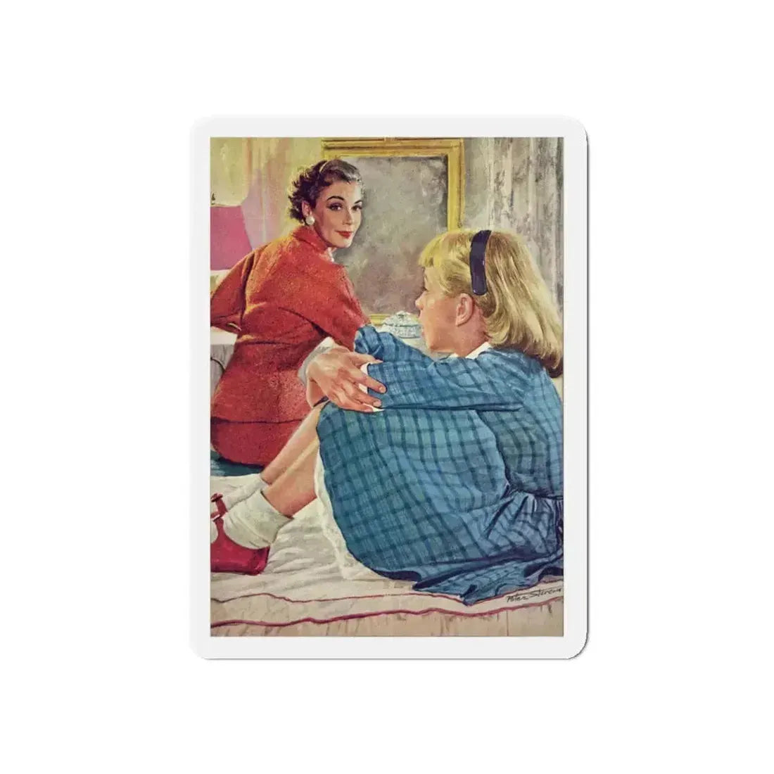 Gift Beyond Price, Redbook, January 1957 (Magazine Illustration) Refrigerator Magnet 3 Inch Die-Cut - The Sticker Space