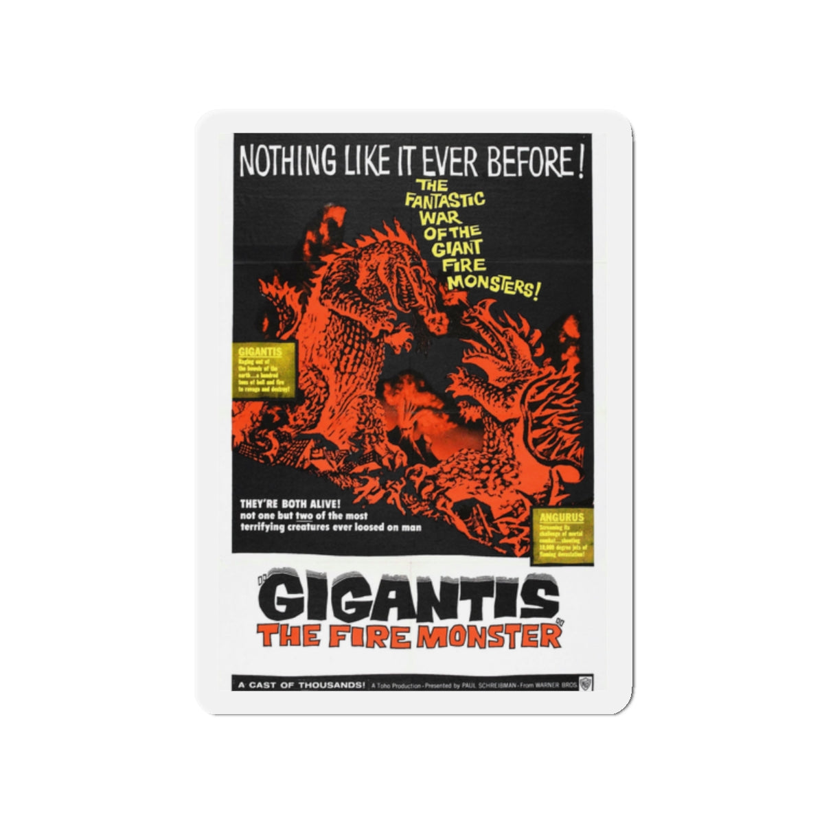 GIGANTIS THE FIRE MONSTER 1959 Movie Poster - Die-Cut Magnet-2" x 2"-The Sticker Space