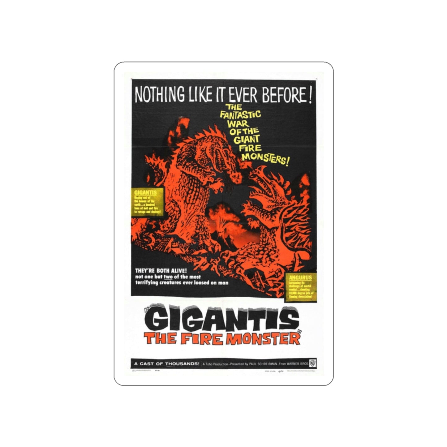 GIGANTIS THE FIRE MONSTER 1959 Movie Poster STICKER Vinyl Die-Cut Decal-2 Inch-The Sticker Space