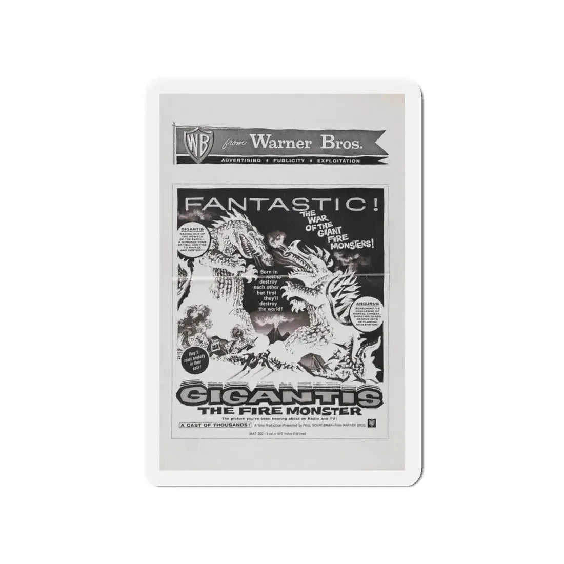 GIGANTIS THE FIRE MONSTER (2) 1959 Movie Poster - Refrigerator Magnet 4 Inch - The Sticker Space