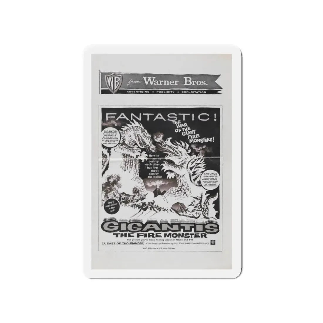 GIGANTIS THE FIRE MONSTER (2) 1959 Movie Poster - Refrigerator Magnet 4 Inch - The Sticker Space