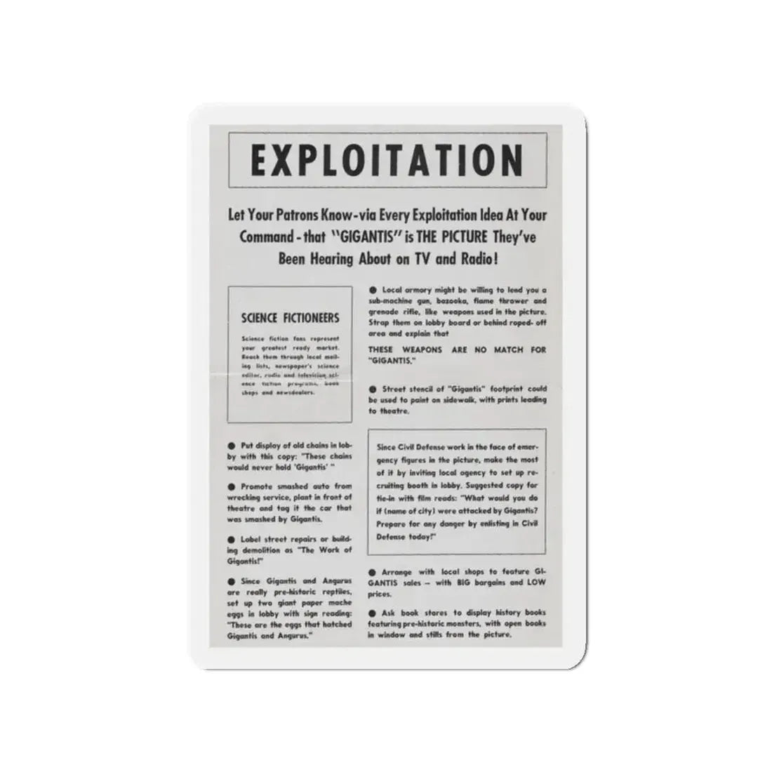 GIGANTIS THE FIRE MONSTER (PROMOTIONAL) 1959 Movie Poster - Refrigerator Magnet 2 Inch - The Sticker Space