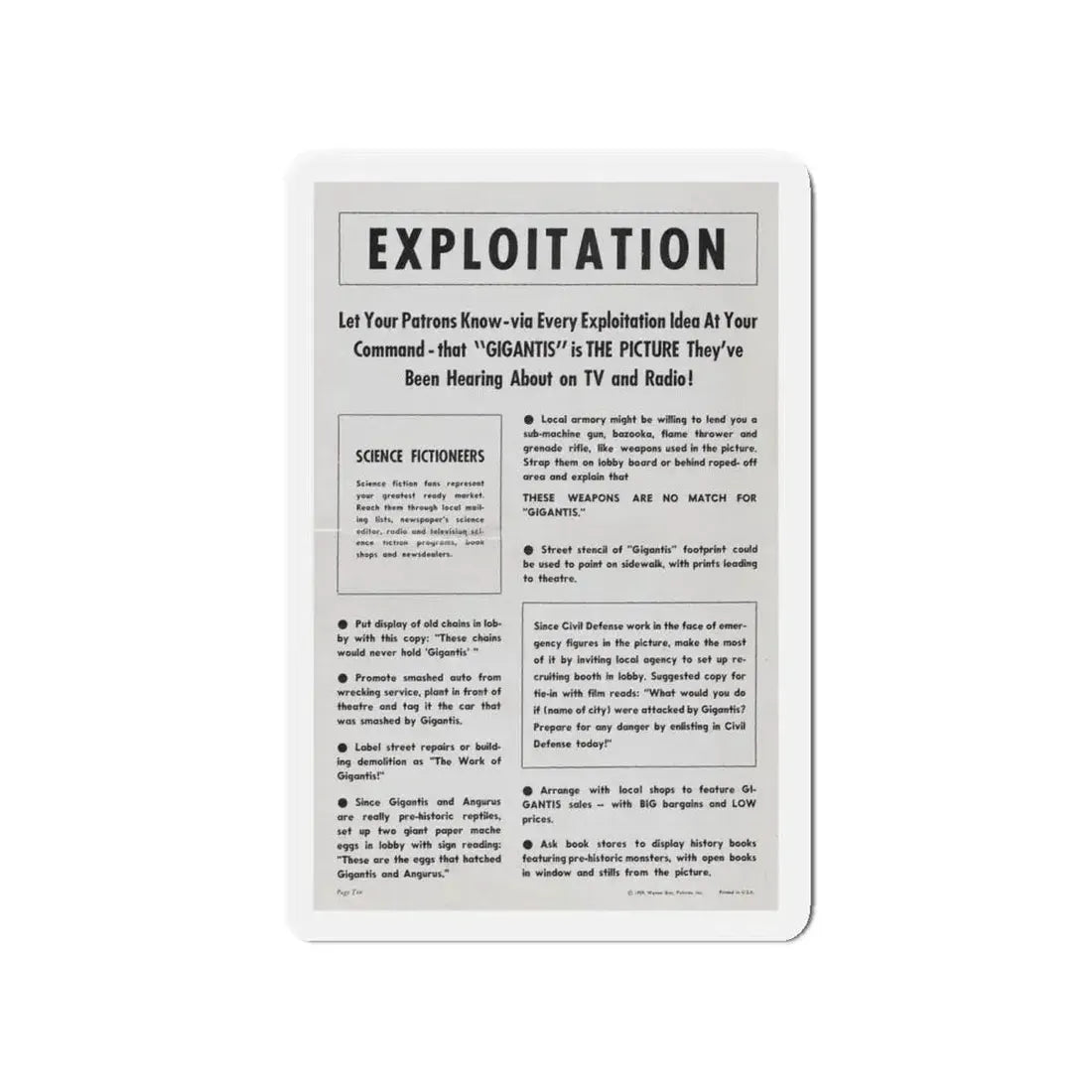 GIGANTIS THE FIRE MONSTER (PROMOTIONAL) 1959 Movie Poster - Refrigerator Magnet 4 Inch - The Sticker Space