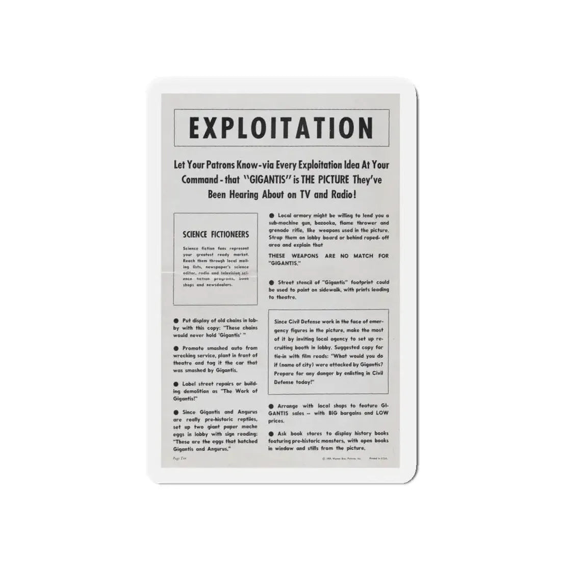 GIGANTIS THE FIRE MONSTER (PROMOTIONAL) 1959 Movie Poster - Refrigerator Magnet 4 Inch - The Sticker Space