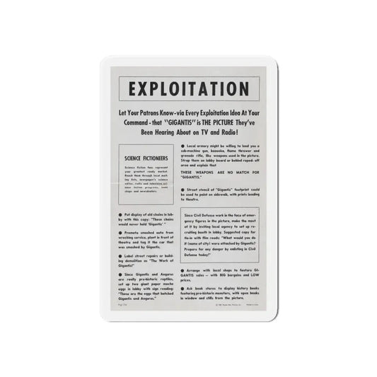 GIGANTIS THE FIRE MONSTER (PROMOTIONAL) 1959 Movie Poster - Refrigerator Magnet 6 Inch - The Sticker Space
