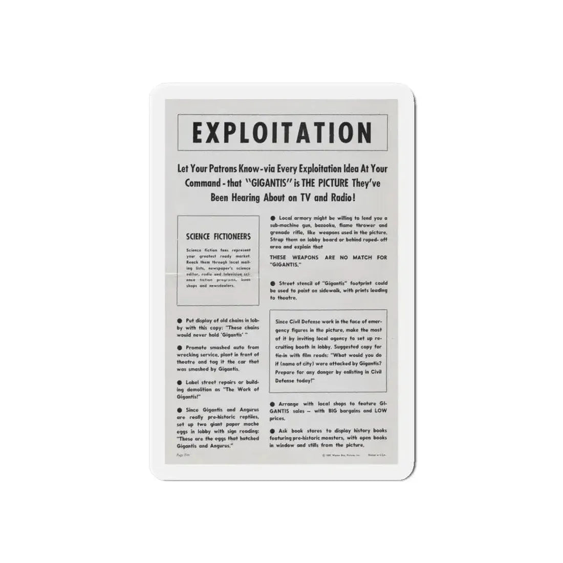 GIGANTIS THE FIRE MONSTER (PROMOTIONAL) 1959 Movie Poster - Refrigerator Magnet - The Sticker Space