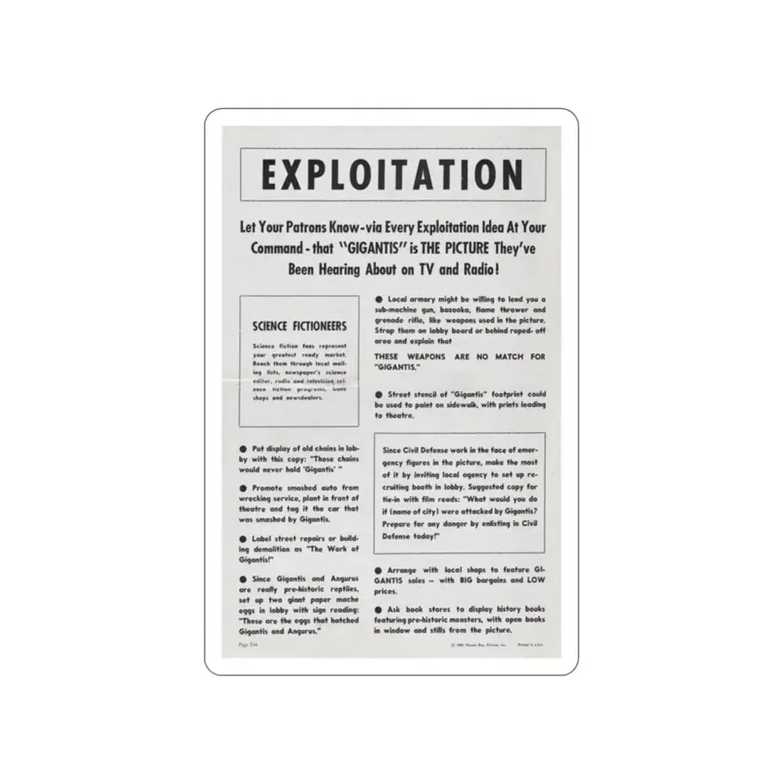 GIGANTIS THE FIRE MONSTER (PROMOTIONAL) 1959 Movie Poster STICKER Vinyl Die-Cut Decal 2 Inch - The Sticker Space